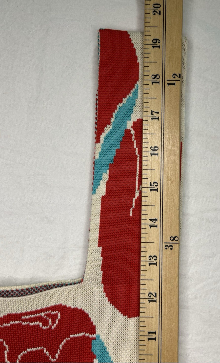 NWT Hund Red Japan Knitted Fabric Hand Bag Tulip Print Adorable