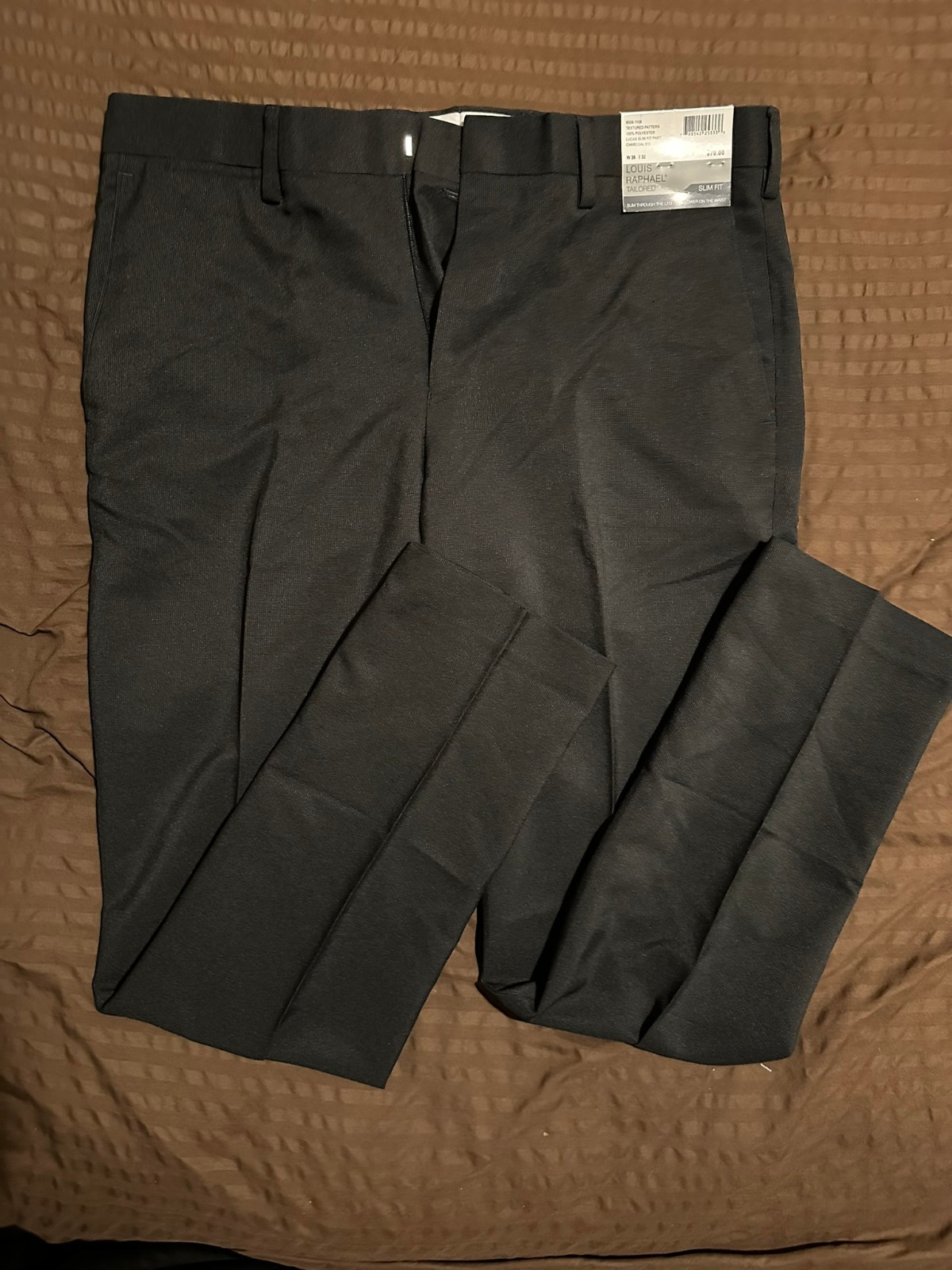 Louis Raphael Tailored Dress Pants Mens 36×32 Gray Patterned Skinny Fit NEW