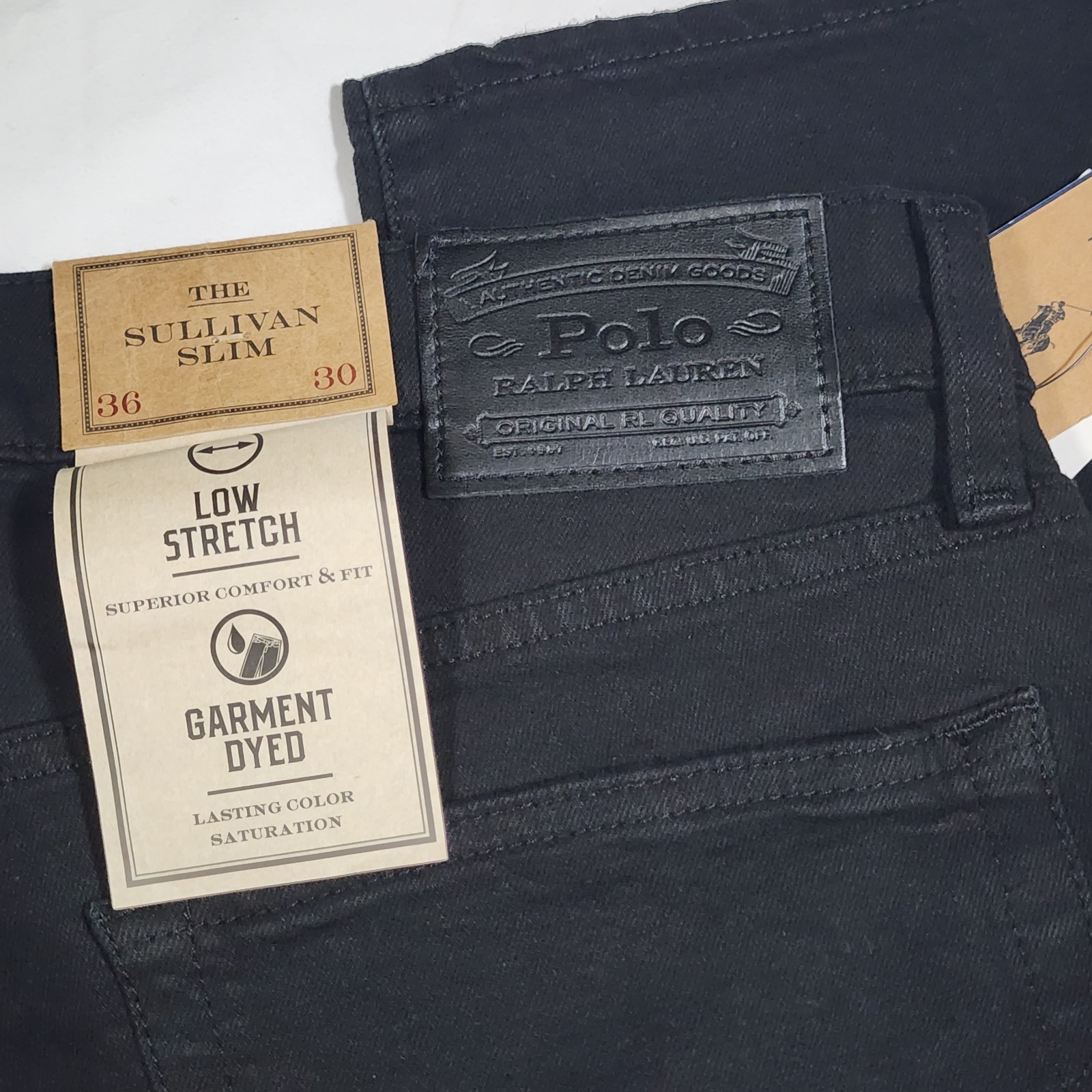 Polo Ralph Lauren New Men’s The Sullivan Slim Denim Jeans in Black 36×30 NWT