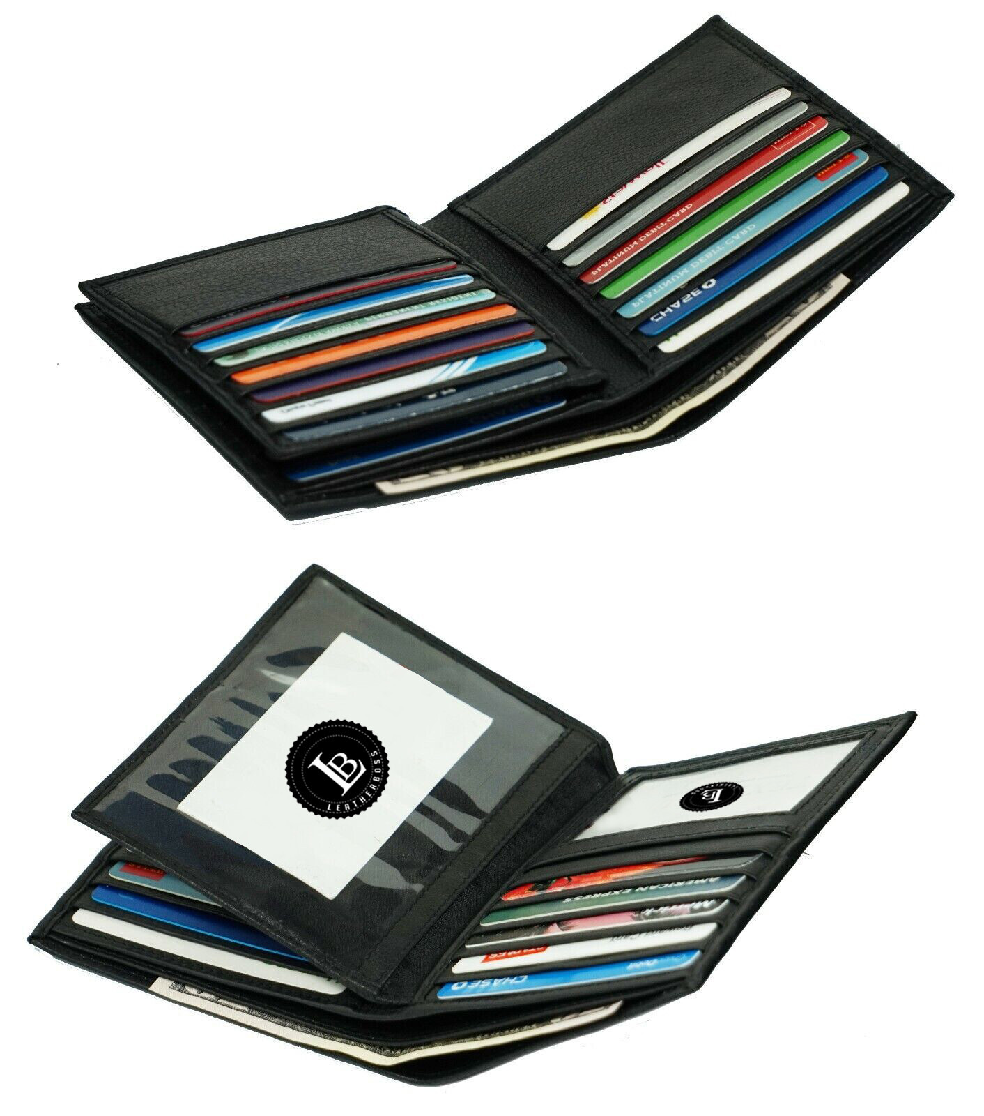 Men’s Genuine Leather Bifold Wallet Hipster Credit Card ID Holder RFID Blocking