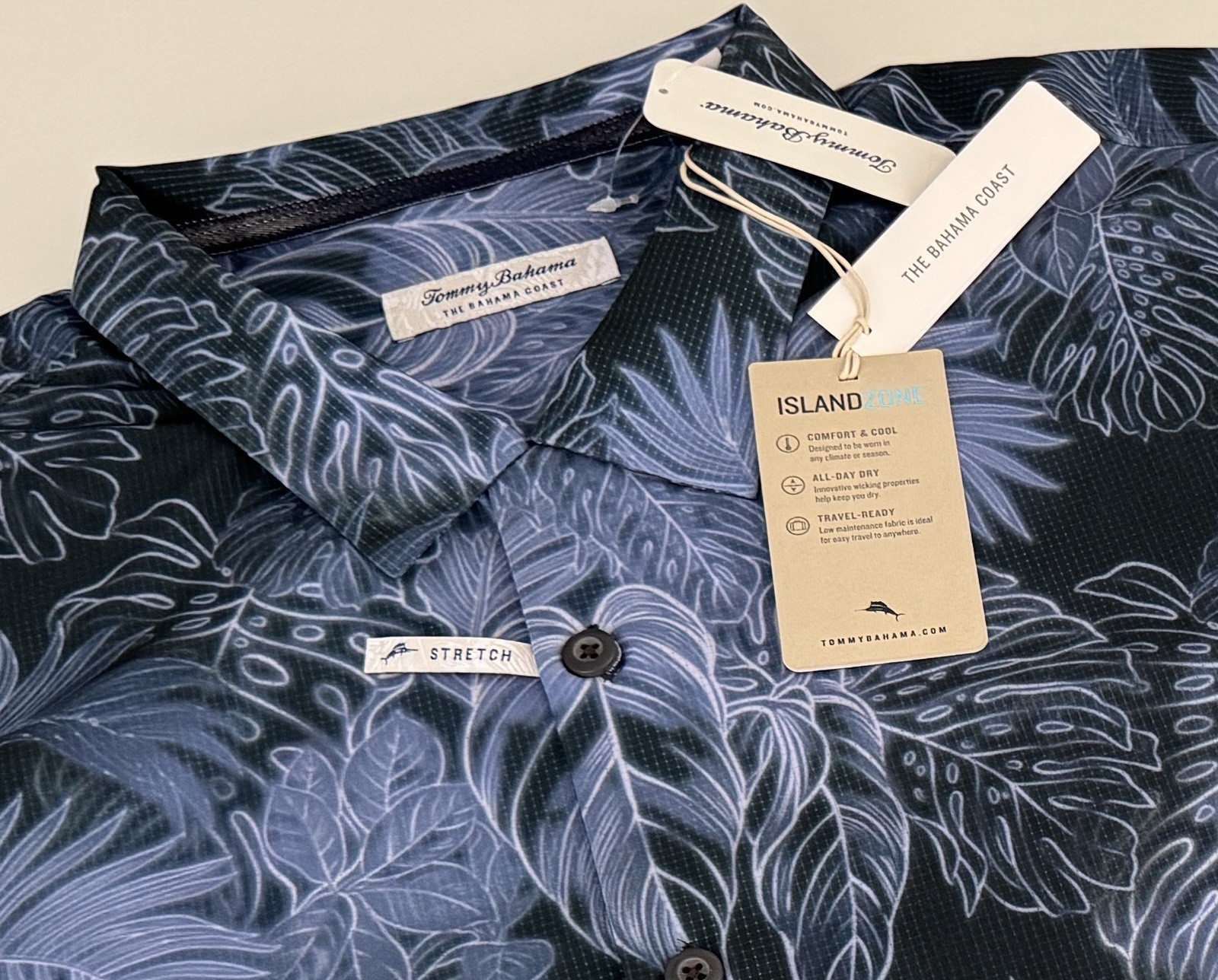 NWT Tommy Bahama Men Big Island Zone 2XLB 3XLB 4XLB 5XLB Navy Palm Stretch F5