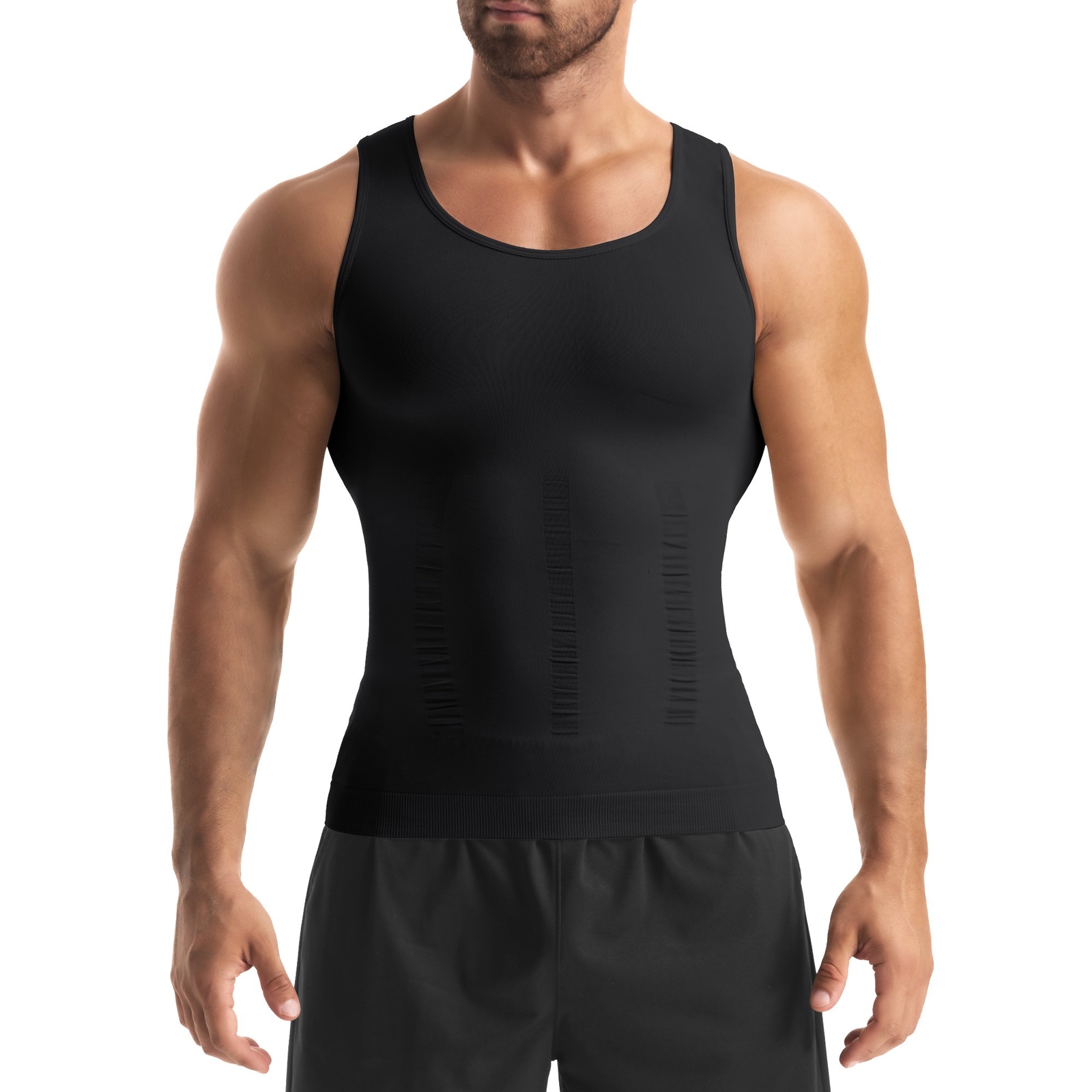 Mens Slimming Body Shaper Abs Belly Chest Compression Shirt Tank Top Girdle Vest