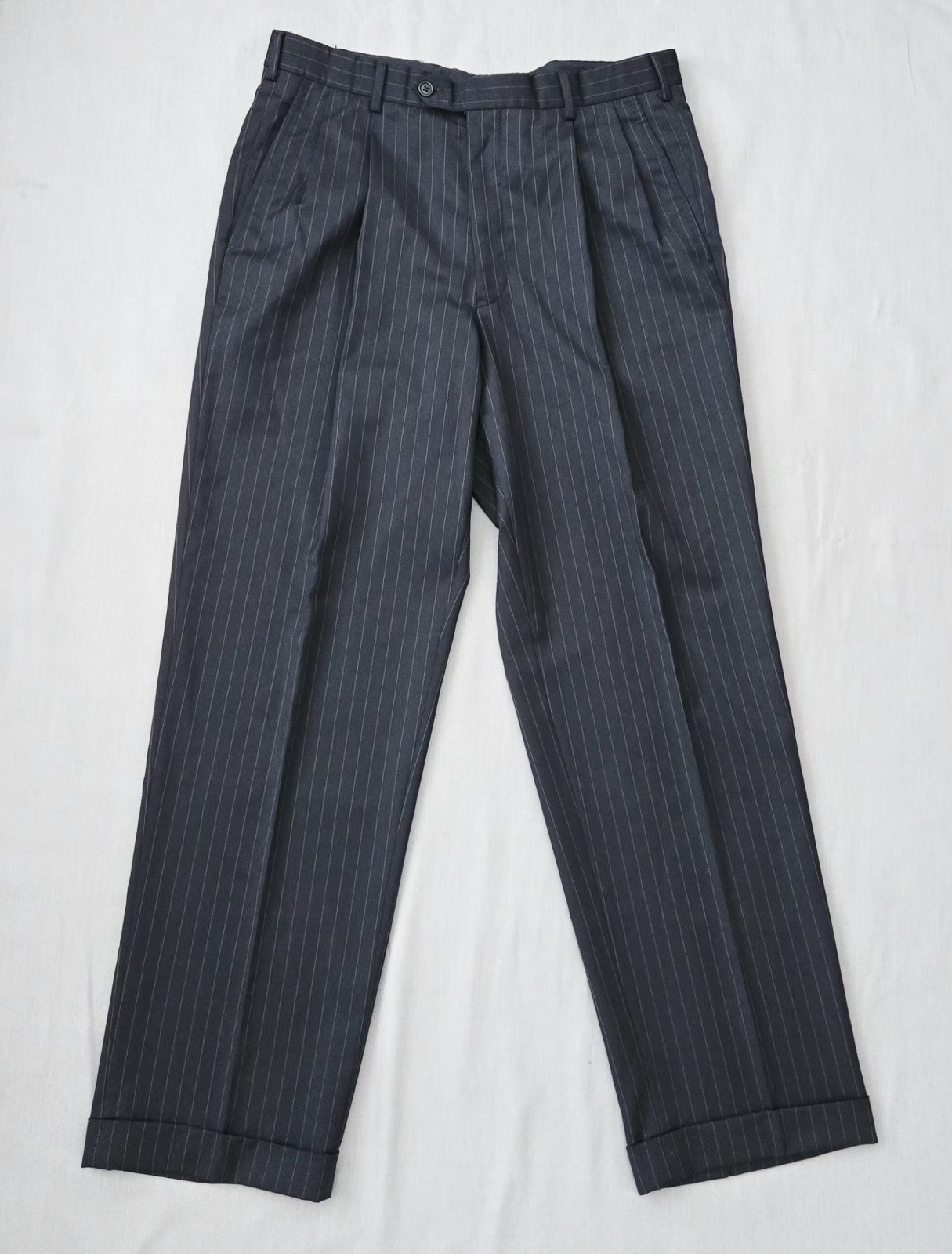 Mens 40R/33Wx32L Brooks Brothers 1818 Madison Midnight Blue Pinstripe Wool Suit