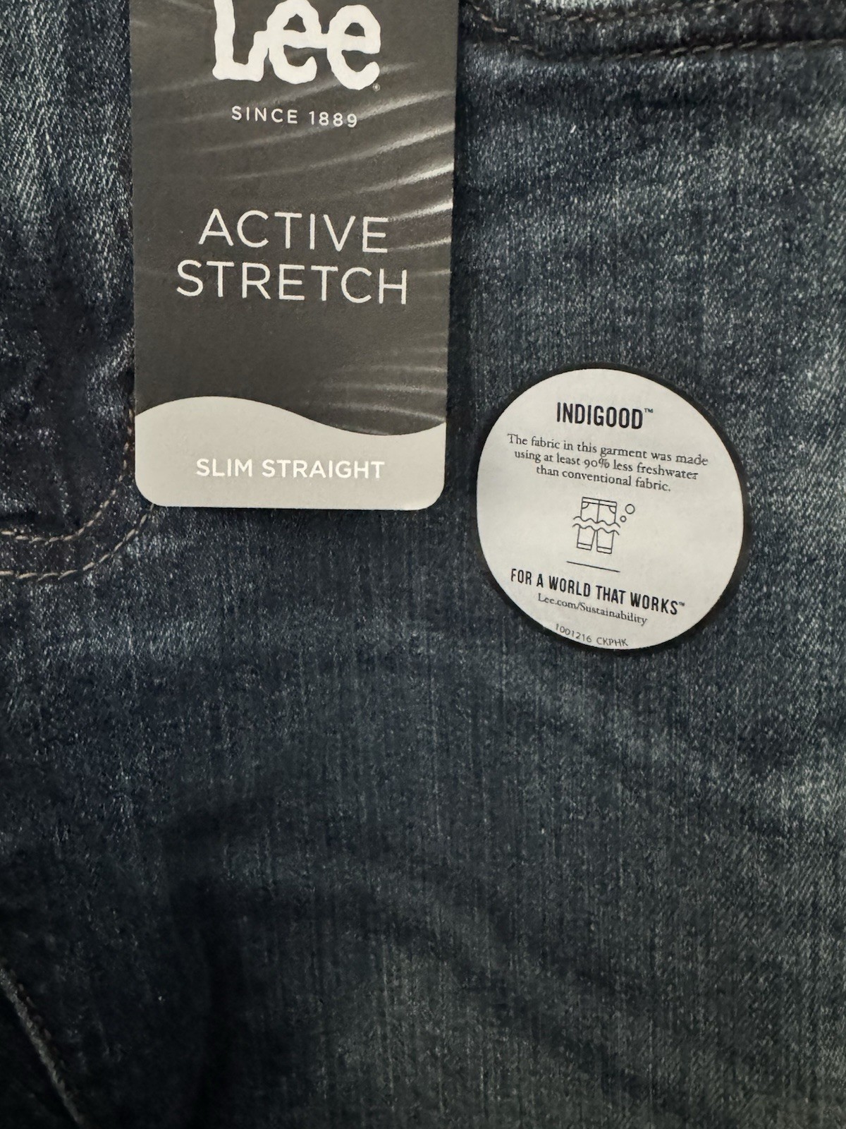Lee Slim Straight Med Wash Blue Jean Sz 34X34 Motion Flex Waistband Stretch NWT