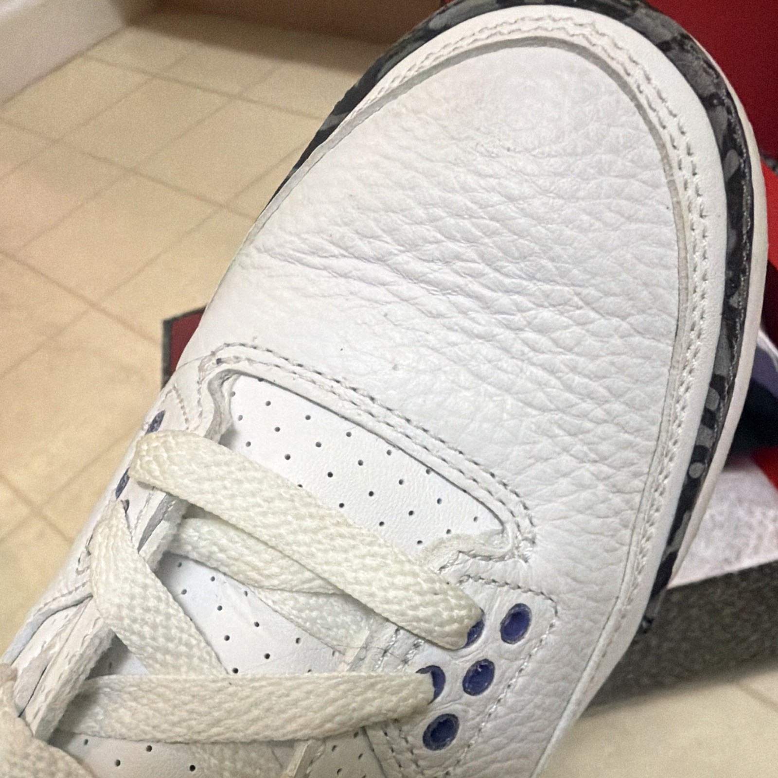 Jordan Air Jordan 3 Retro GS White Black Dark Iris Sneakers 6.5Y Unisex Kids