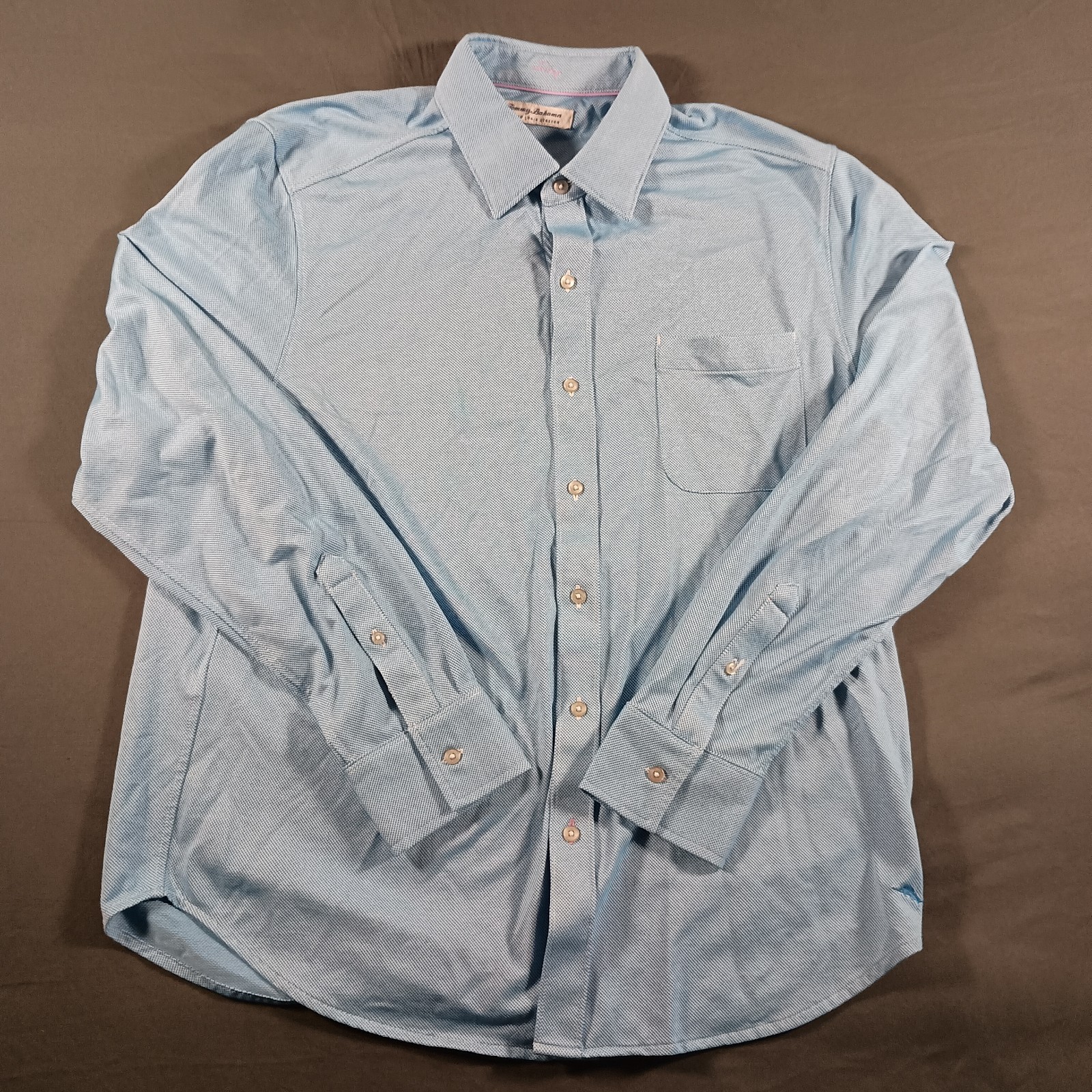 Tommy Bahama San Lucio Stretch Blue Performance Geometric Shirt Men’s Large