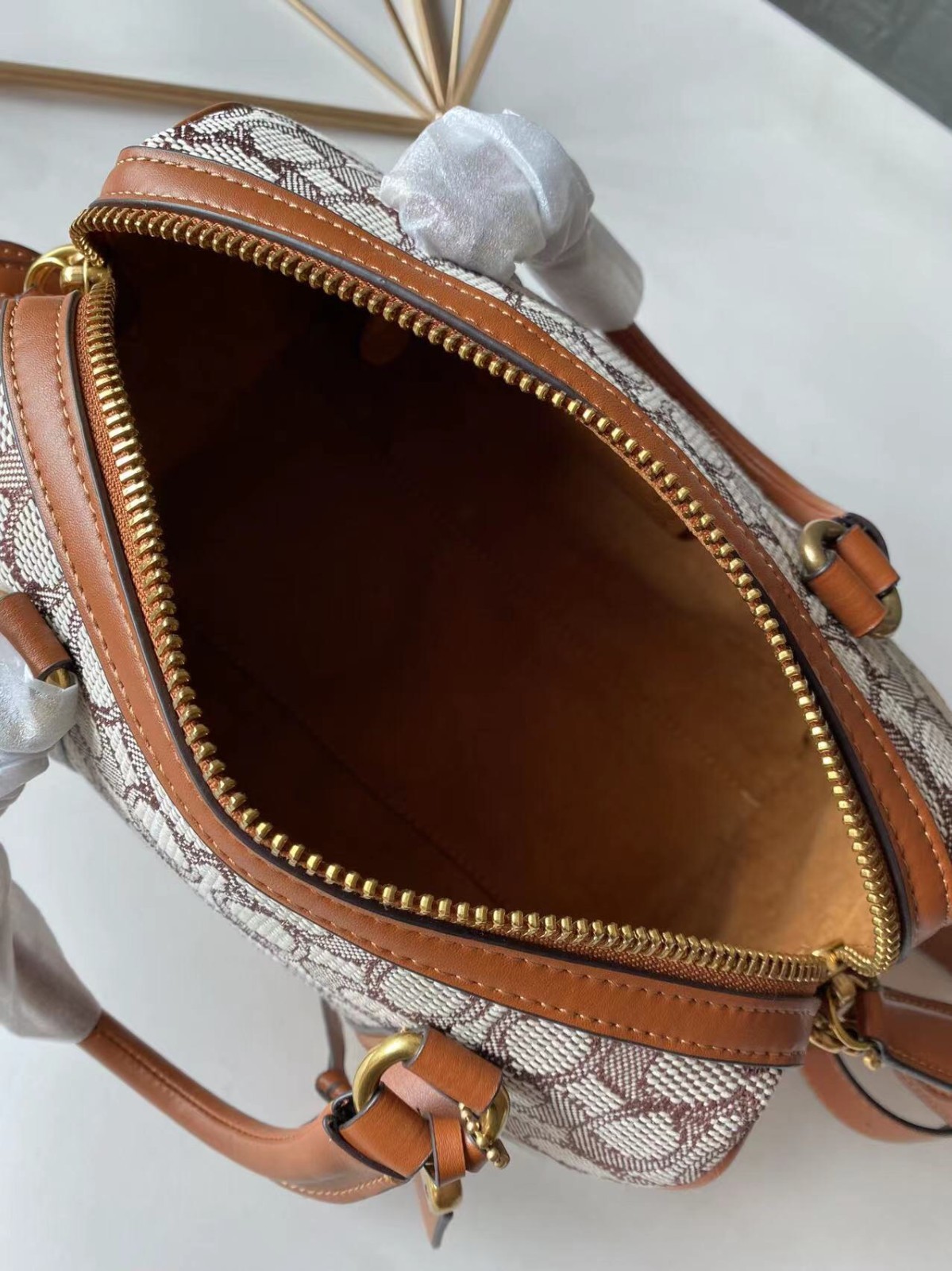 Coach Ruby Satchel 25 Signature Textile Jacquard C8529 Brown
