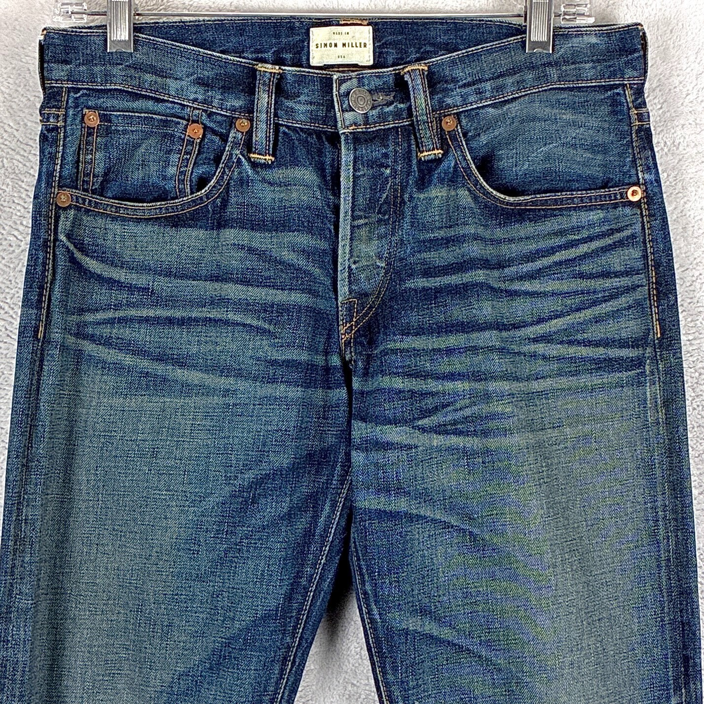 Simon Miller Jeans Mens 29×34 (30×32) Faded Whiskered Selvedge Parkview Slim USA