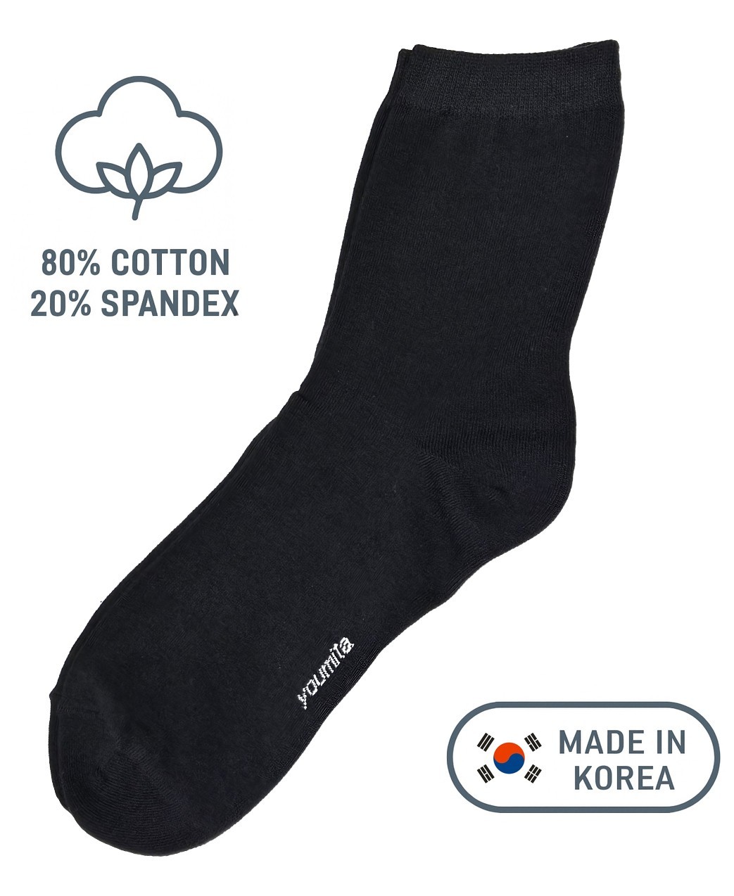 Women’s Cotton Blend Low Crew Socks, Made in Korea, 80% Cotton 20% Spandex