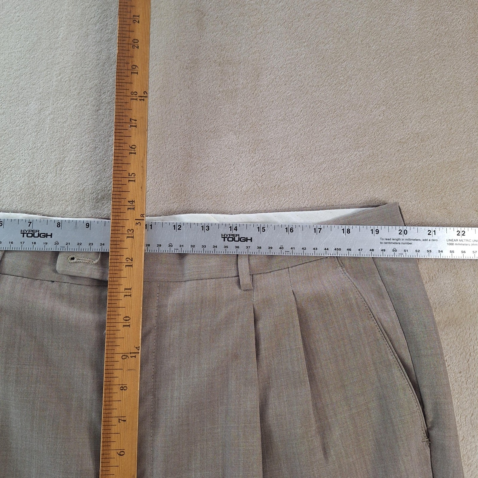 Lineage Suit Mens 44L 38L Tan Wool Blend Blazer Pants Two Piece Classic Fit