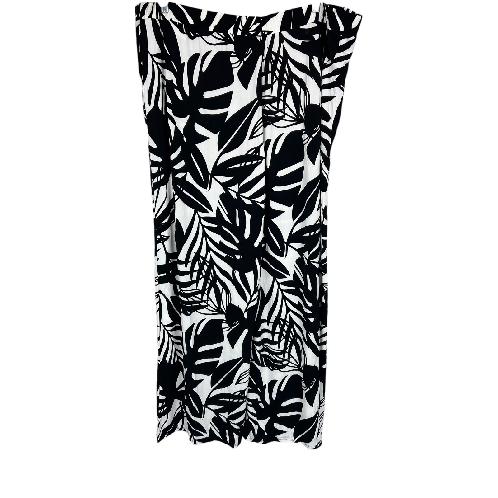 Girl With Curves Regular Wide Leg Printed Knit Pants Pearl White Palm 2X Plus Sz
