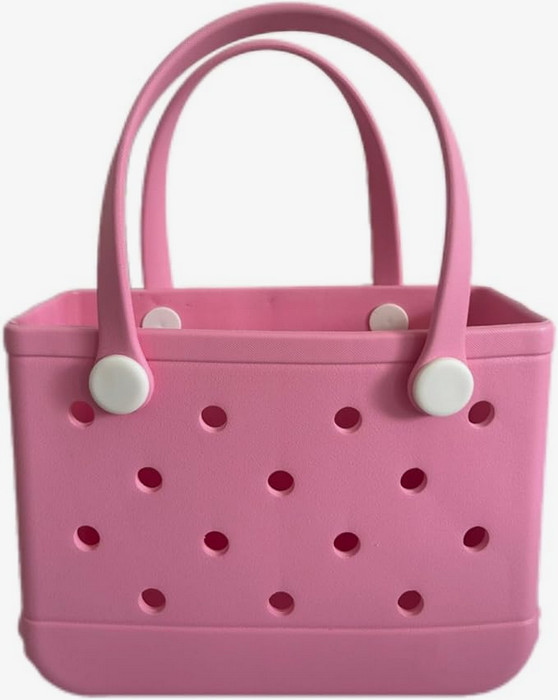 Small Rubber Tote Bag, Lightweight EVA Beach Bag Waterproof Open – PINK