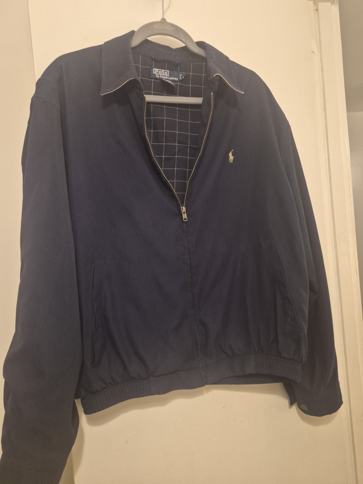 Polo by Ralph Lauren Navy Harrington Jacket XL Full Zip Lined Pockets Logo