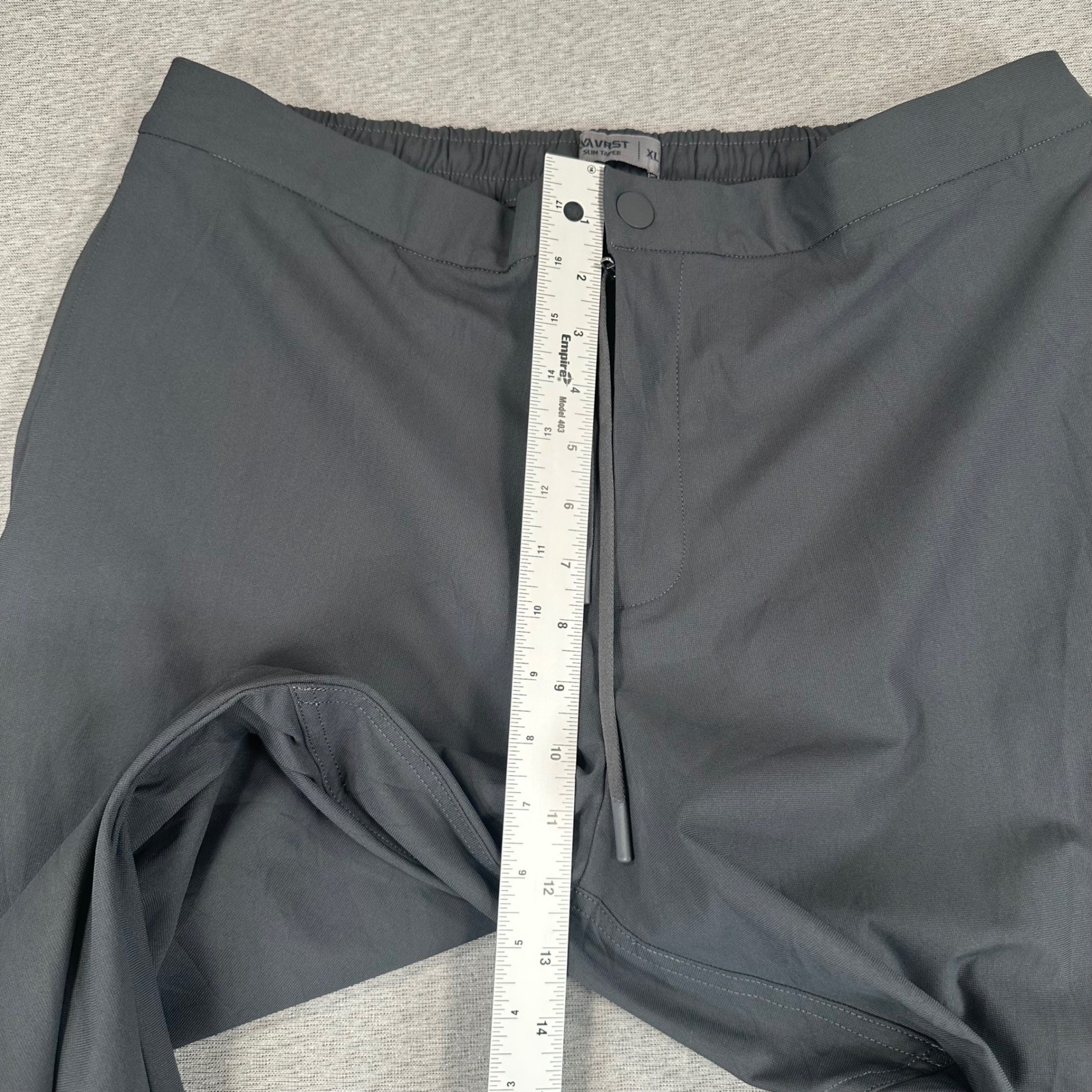 VRST Limitless Pants Mens XL Slim Taper Gray Sorona Stretch Drawstring Zip