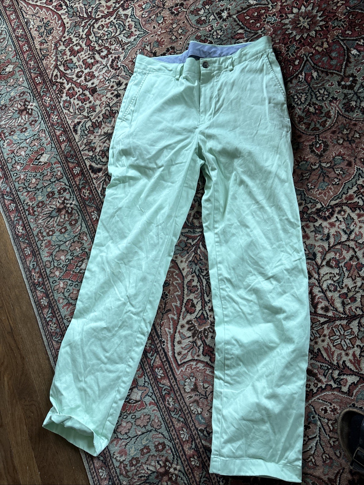 Brooks Brothers Men’s Green Dress Pants Chinos 98% cotton 2% elastane W33 L32