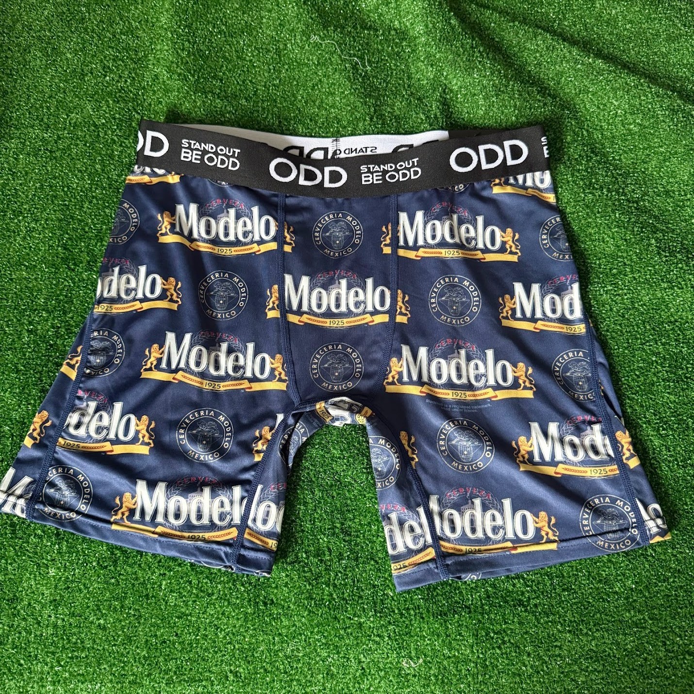 ODD Cerveza Modelo Beer Lovers Microfiber Blue Funny Boxer Briefs Size L NWT