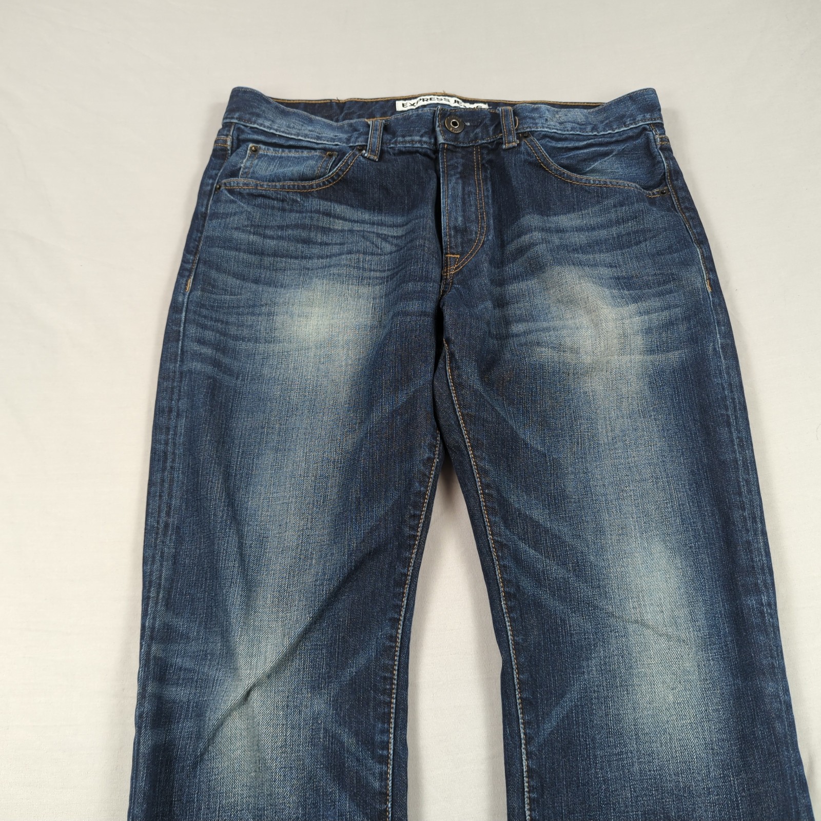 Express Jeans Mens 33×30 Blue Rocco Slim Boot Cut Stretch Casual Preppy Faded