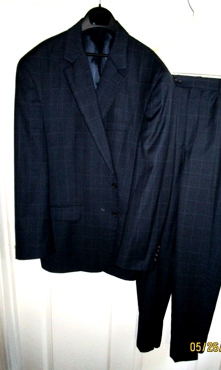 46R 46 R RALPH LAUREN BLACK SUBTLE BLUE WINDOWPANE Wool Suit Recent 1 VENT MINT