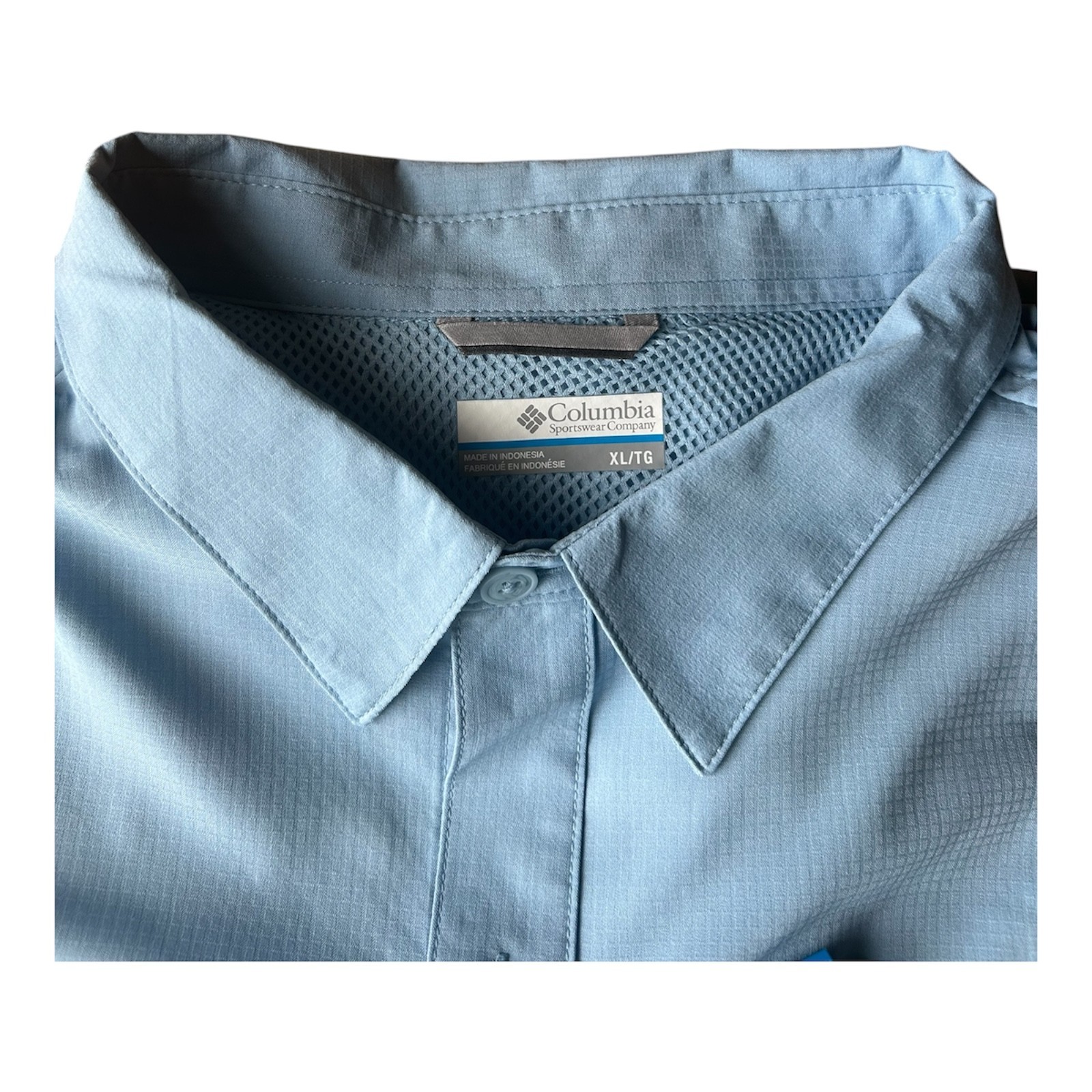 Columbia Omni Shade Men’s Long Sleeve Shirt Ripple Blue 40 UPF Size XL