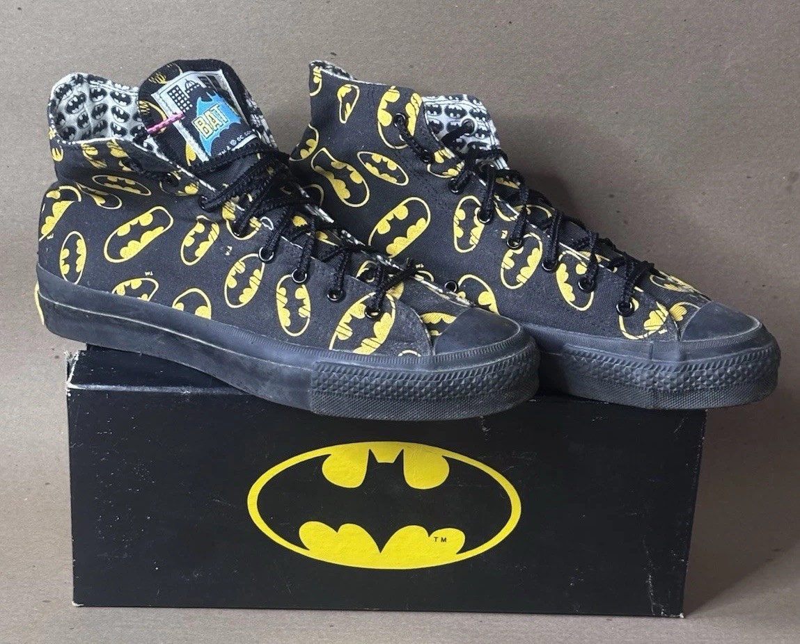 Converse Batman Collection Canvas Hi-Cut Sneakers Mens Size 9.5 Black Yellow