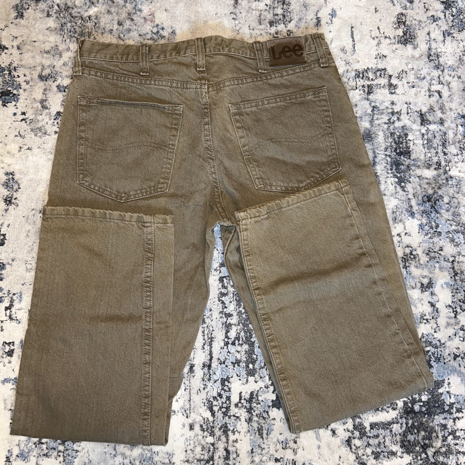 Lee Jeans Men 34×29 Greenish Khaki Denim Regular Fit Straight Cowboy Army Marine