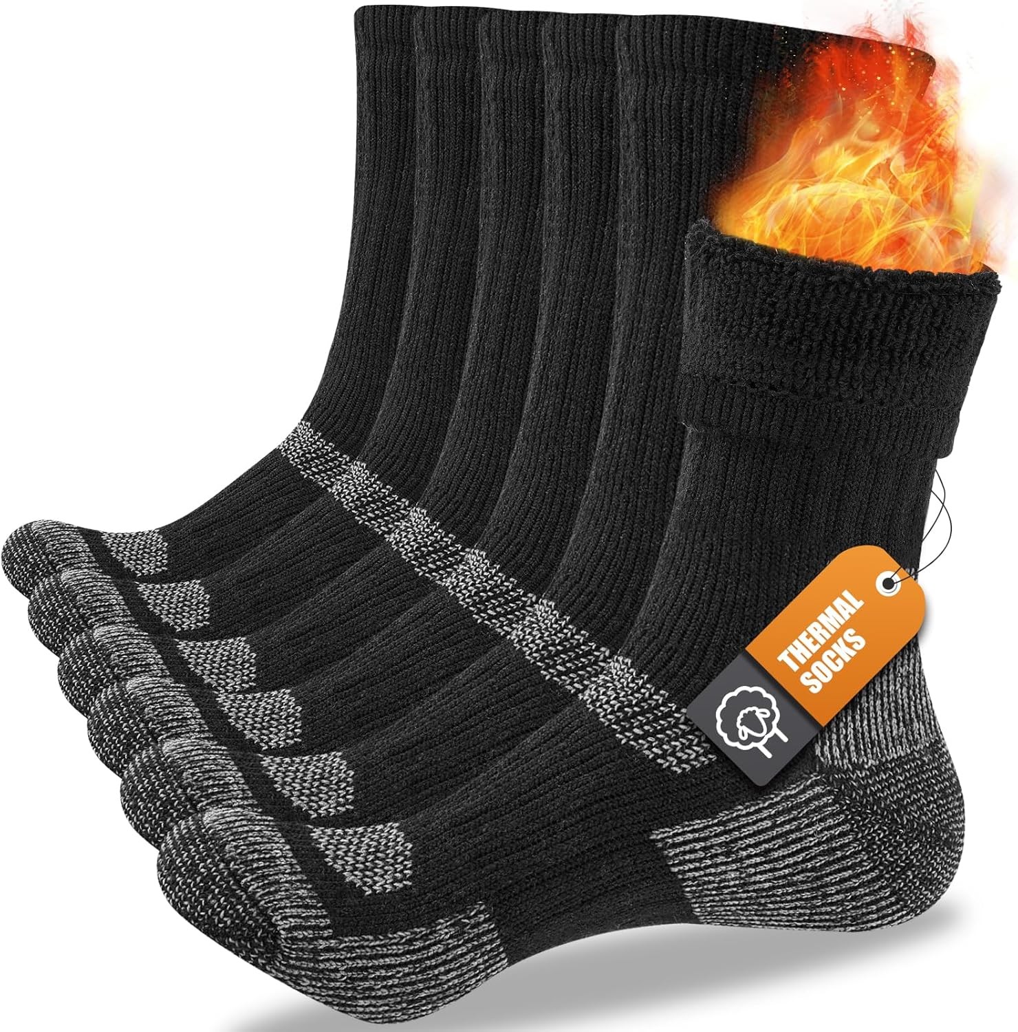 Merino Wool Thermal Socks for Men & Women, 3 Pairs Full Cushion Winter Boot