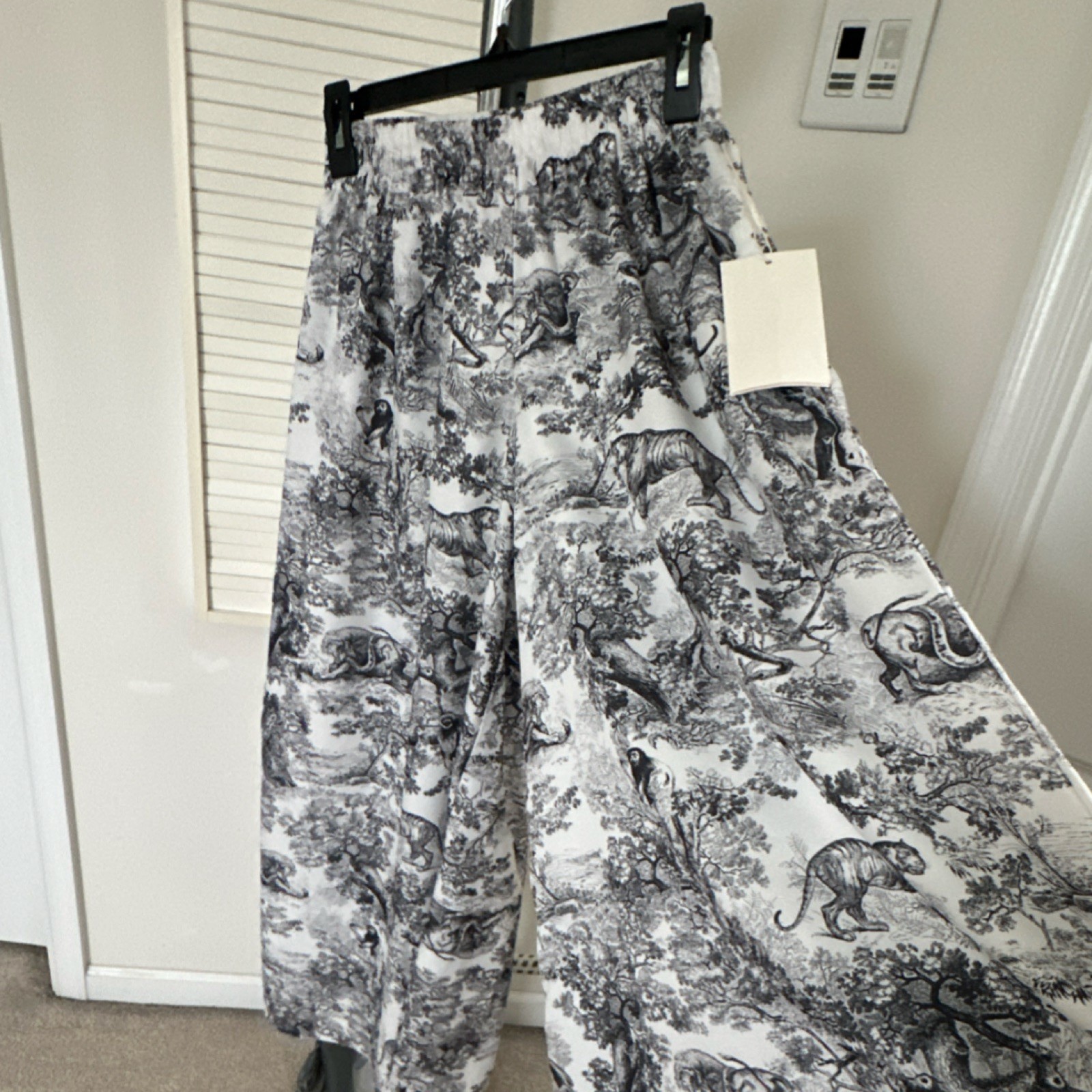 Cocobleu Women’s Black White Animal Print Pull On Pants Polyester
