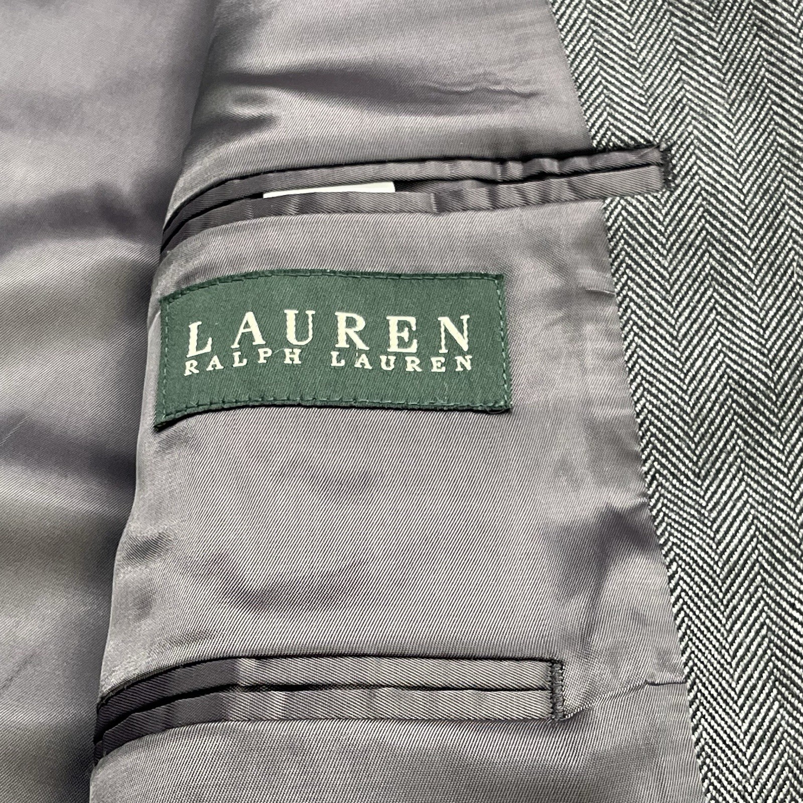 Lauren Ralph Lauren Mens Blazer 46L Gray Herringbone 2 Button Single Vented NWOT