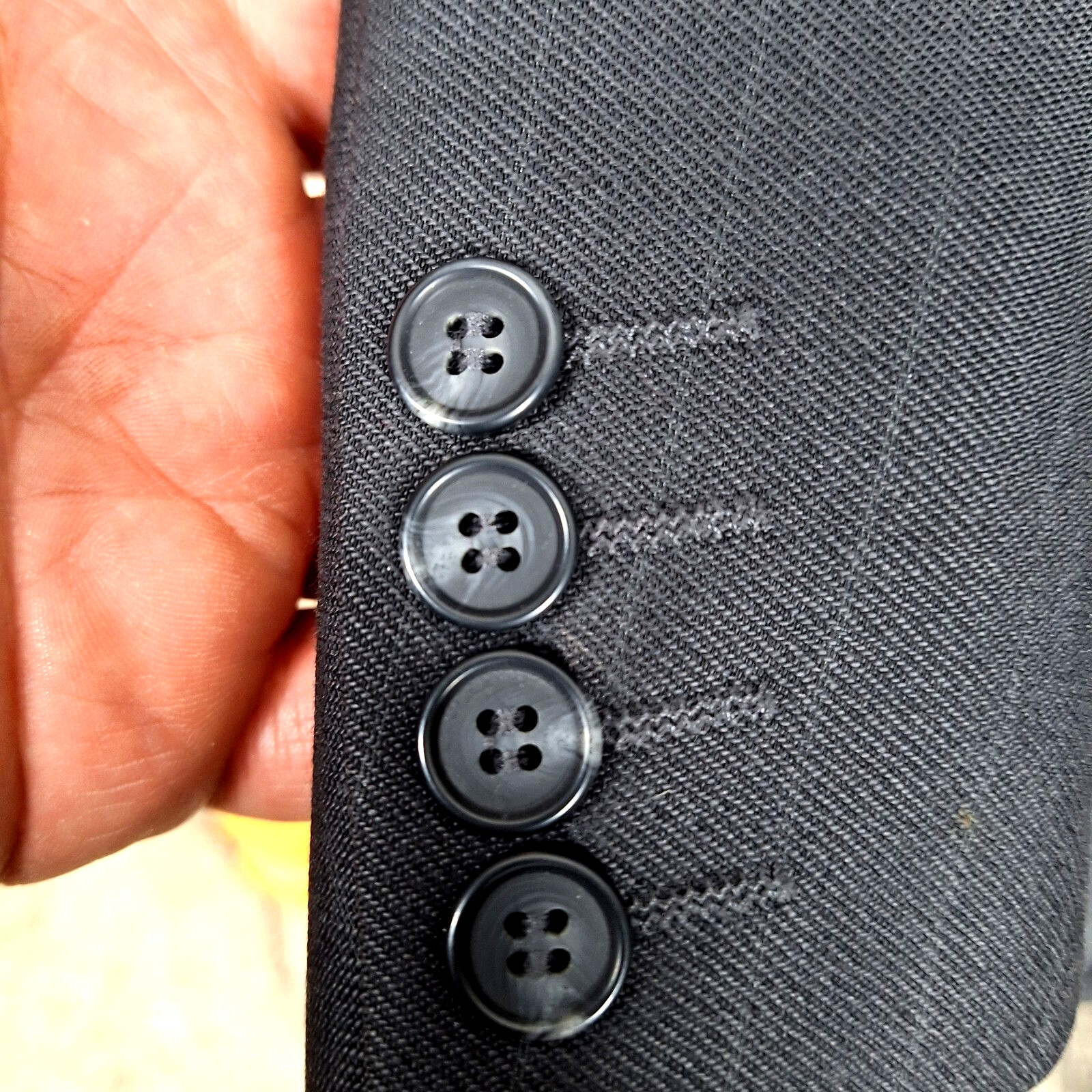 Premiato 2 Piece Suit Mens 40S 36X28 Black Stripe 3 Botton Double Vented Wool