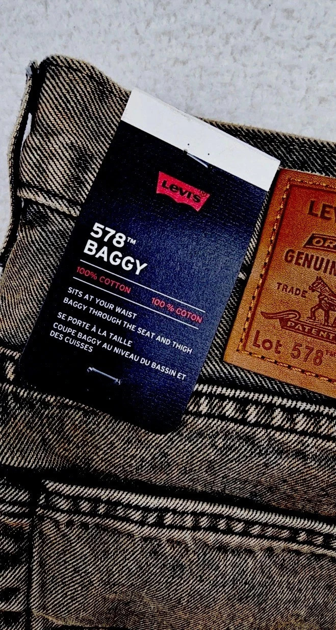 Nwt Levi’s 578 Baggy Black Denim Jeans Mens 33 X 30 Y2K Cotton A4750-0029