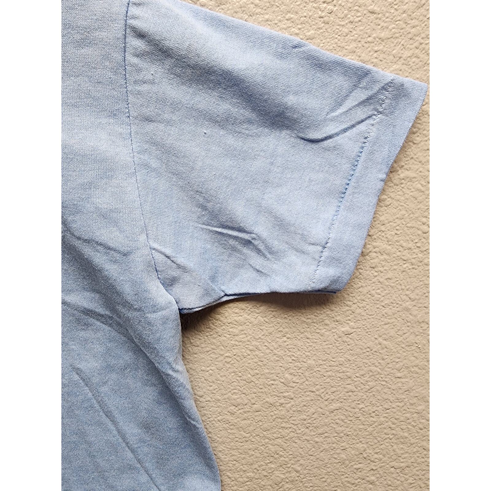 Vintage Crop Top Shirt Women Sportswear Blue Cropped Tee XS 50/50 USA Retro 80s