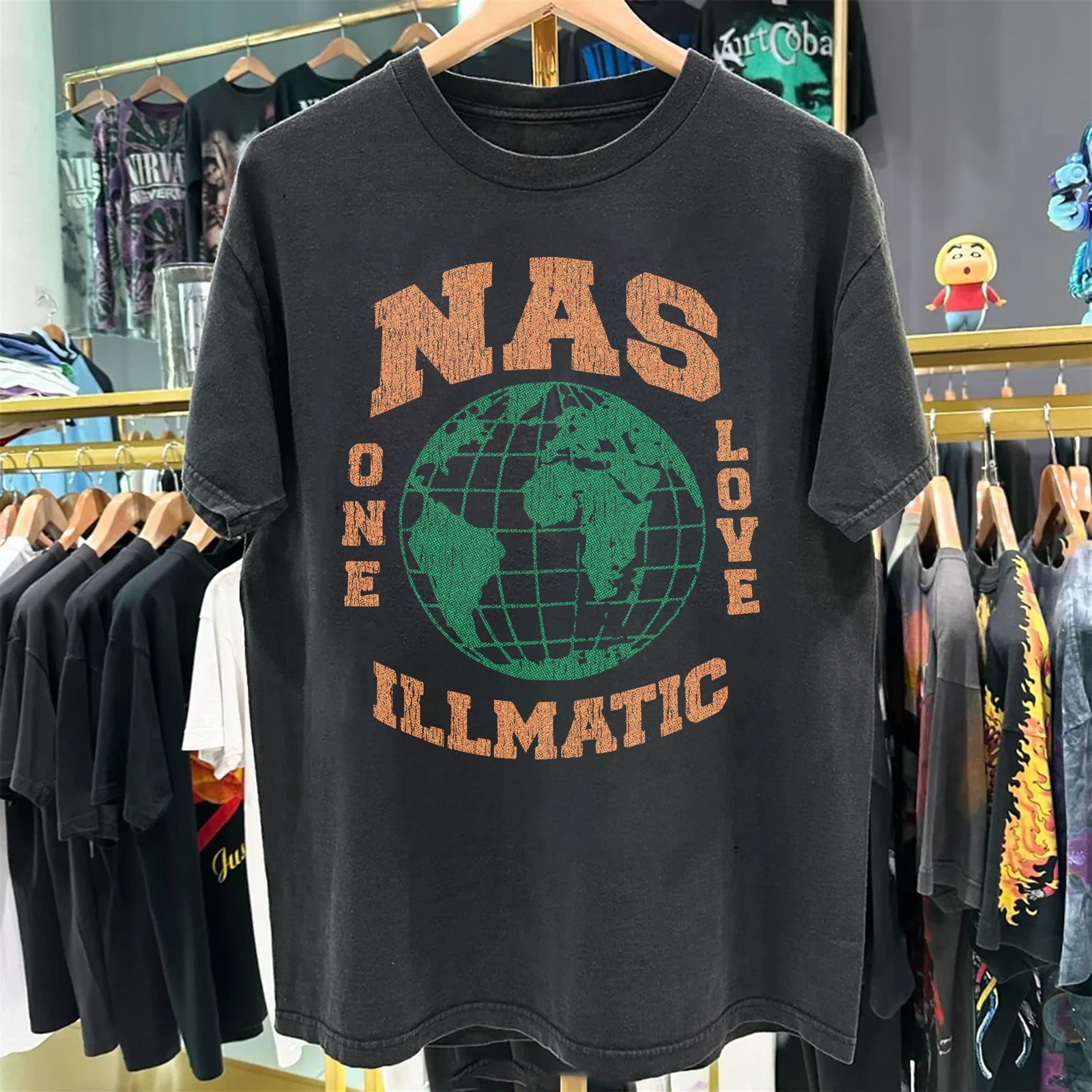 Nas Illmatic Washed T-Shirt Black L