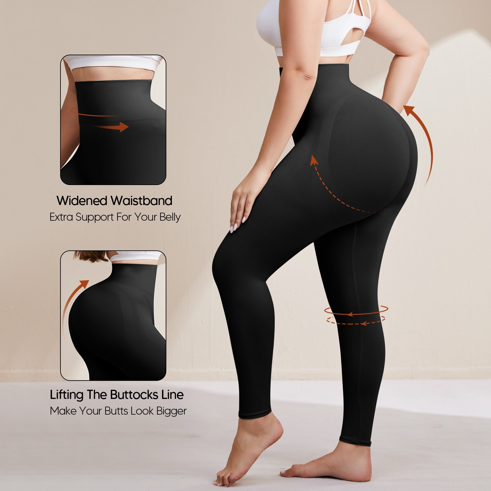 Plus Size Slimming Anti Cellulite Compression High Waist Leggings Leg Shaper