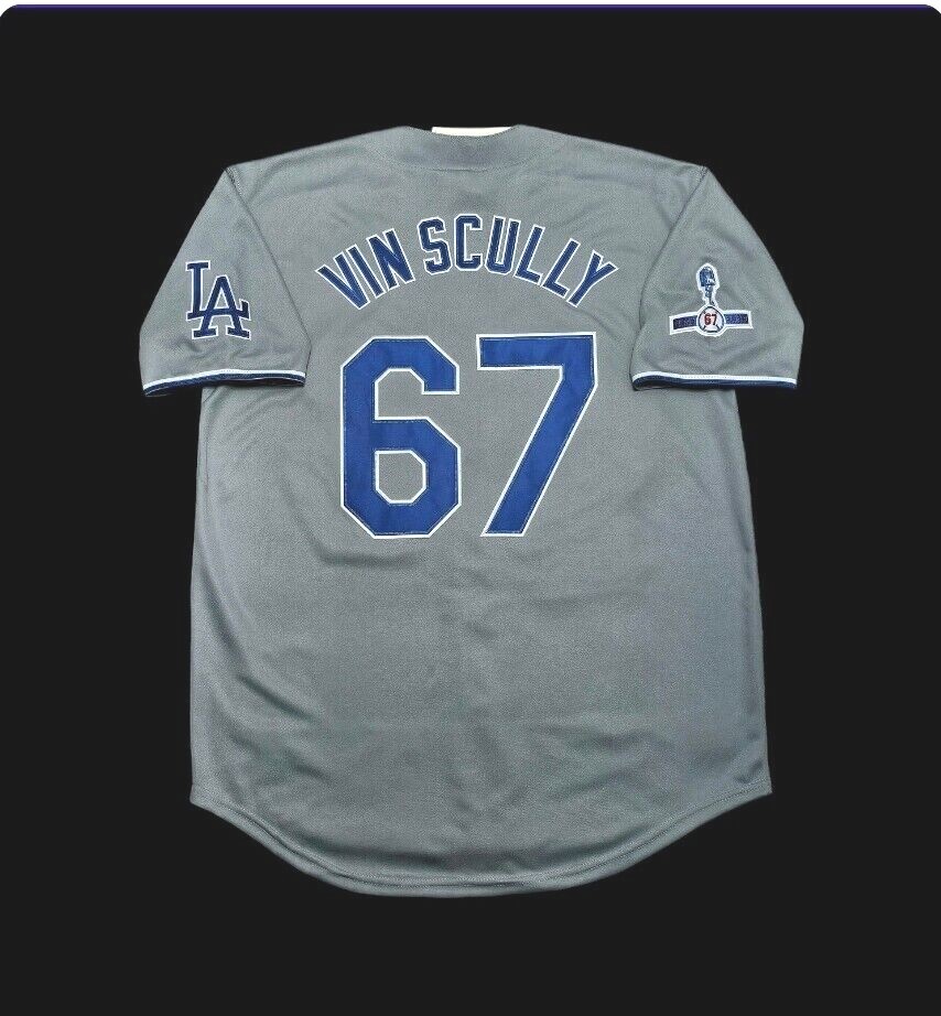 Vince Scully Los Angeles Dodgers VIN & 1950-2016 Men’s Gray Baseball Jersey