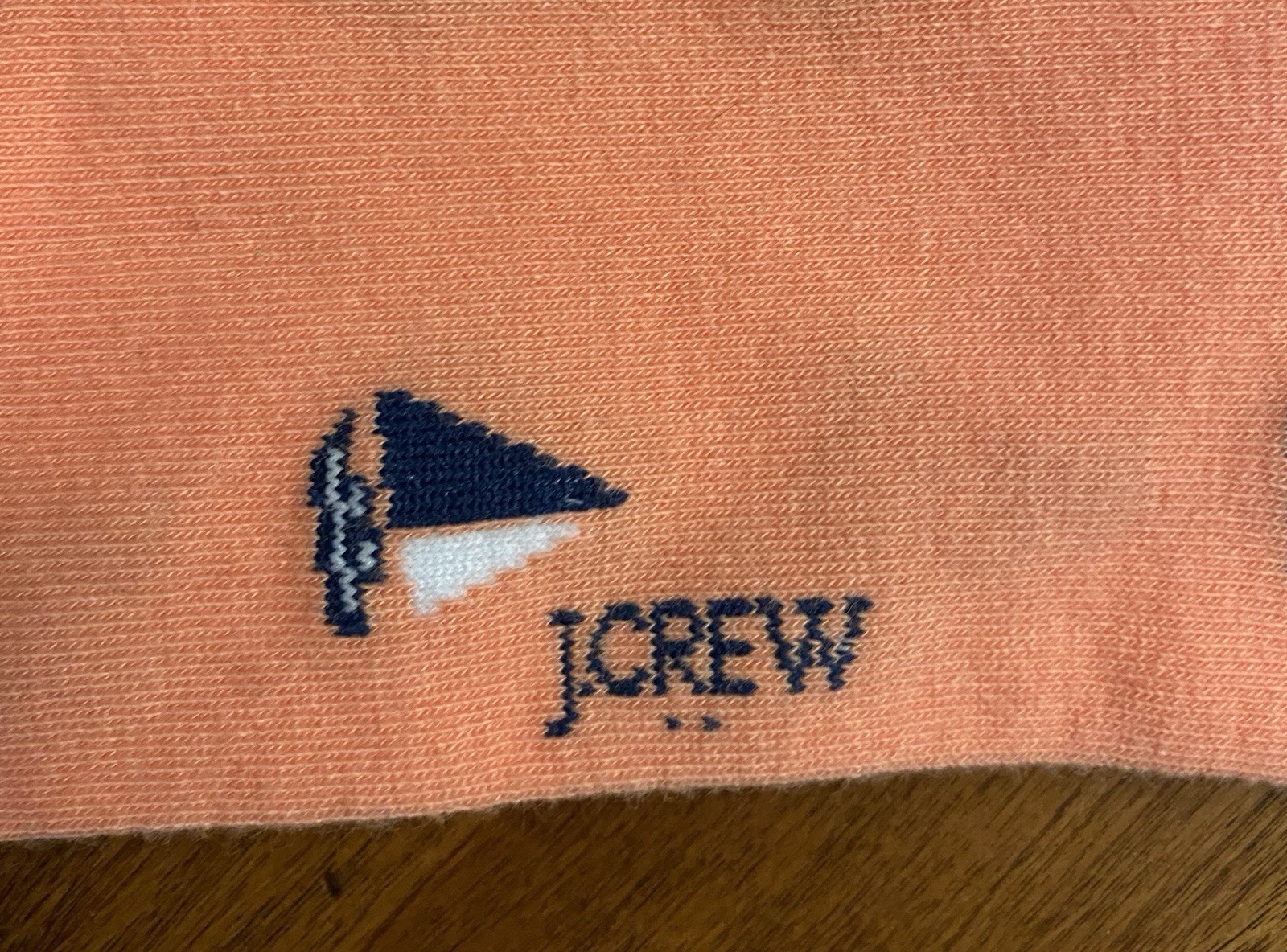 J.Crew MENS Peach Colored Socks With Boats Cotton One Size NWT