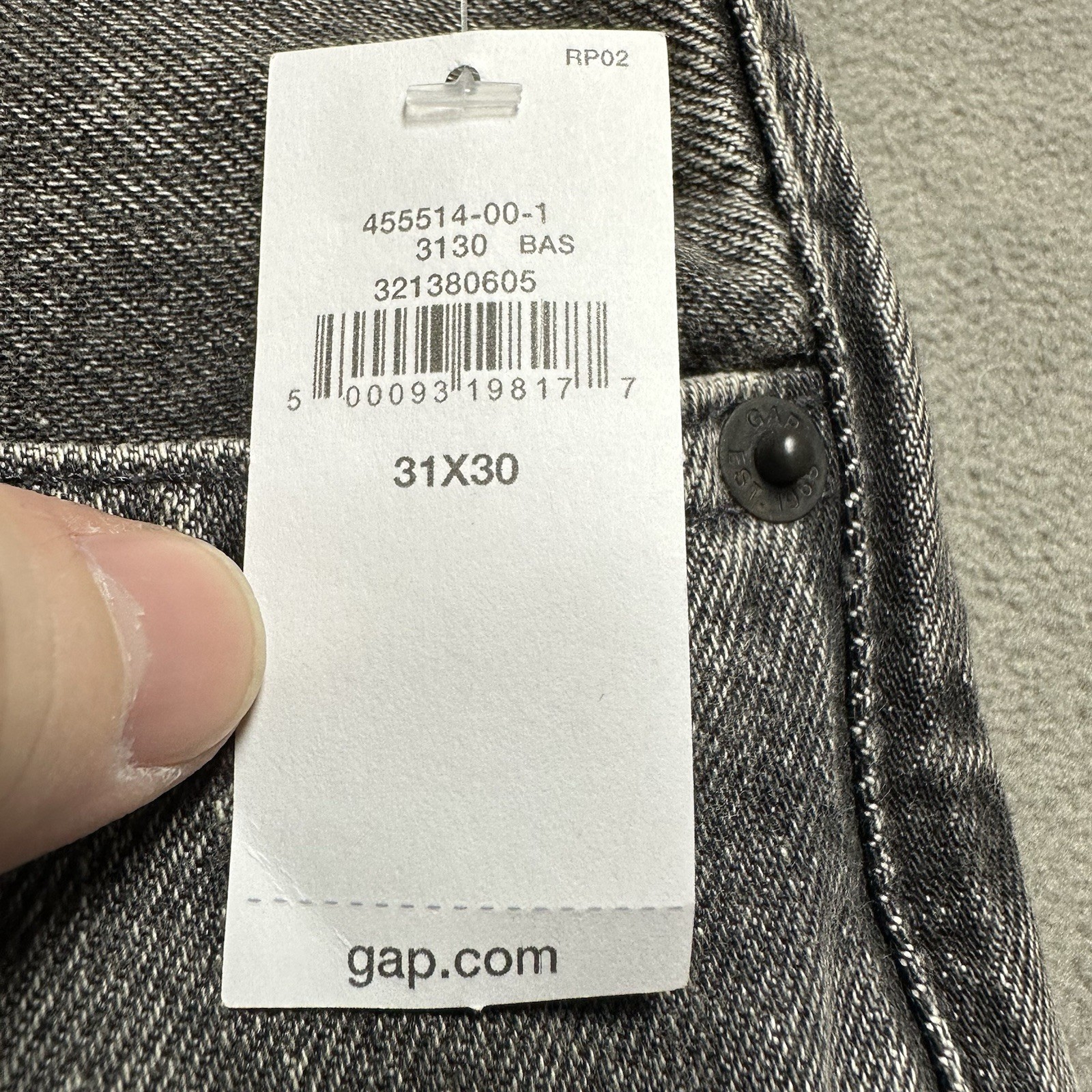 NWT Gap 90s Loose Jeans Mens 31×30 (33×29) Gray Washed Black Denim Baggy