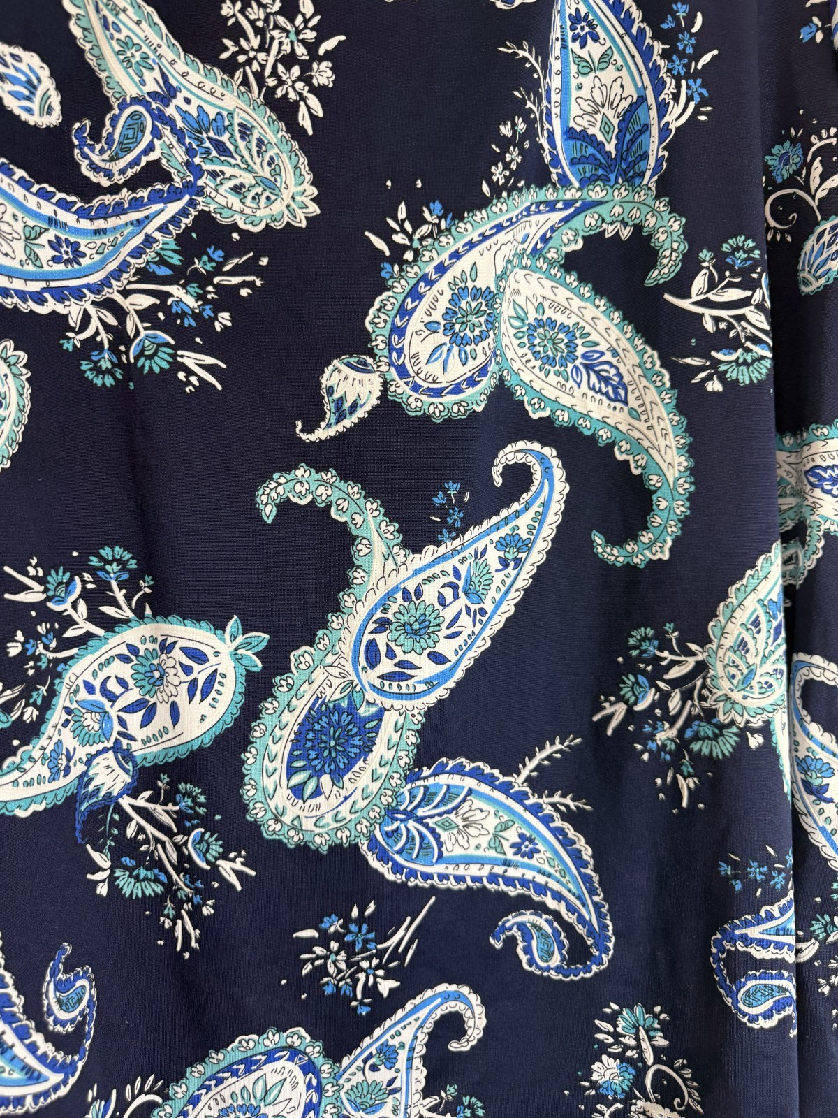 Ava James Blouse Women 2X Blue Paisley Lightweight Cap Sleeve Pullover Easy Cool