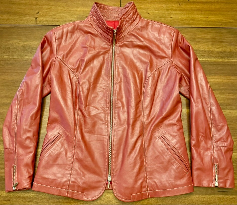 Old Florence Leather Factory Italy Red Leather Jacket Womens EU 46 L