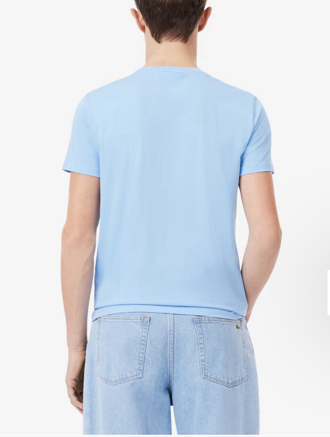 Lacoste T-Shirt Regular Fit Men’s L Solid Light Blue Cotton Logo Crew Neck NWT