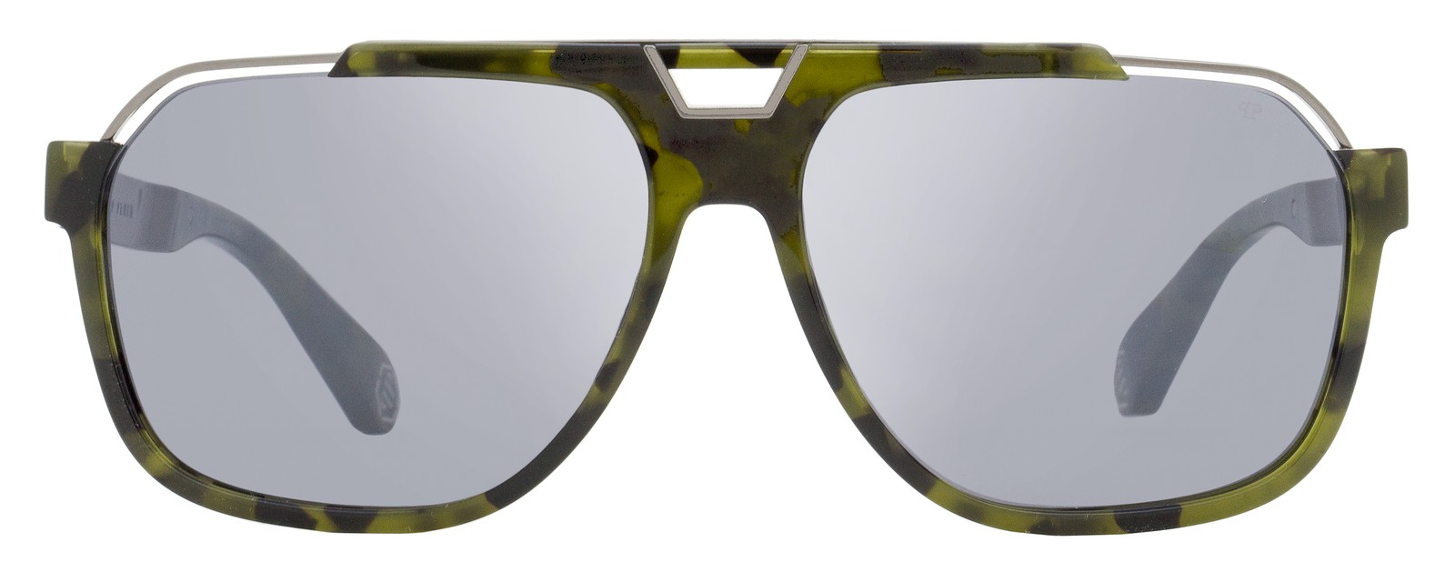 Philipp Plein Flash Navigator Sunglasses SPP046M 92IX Green Havana 61mm