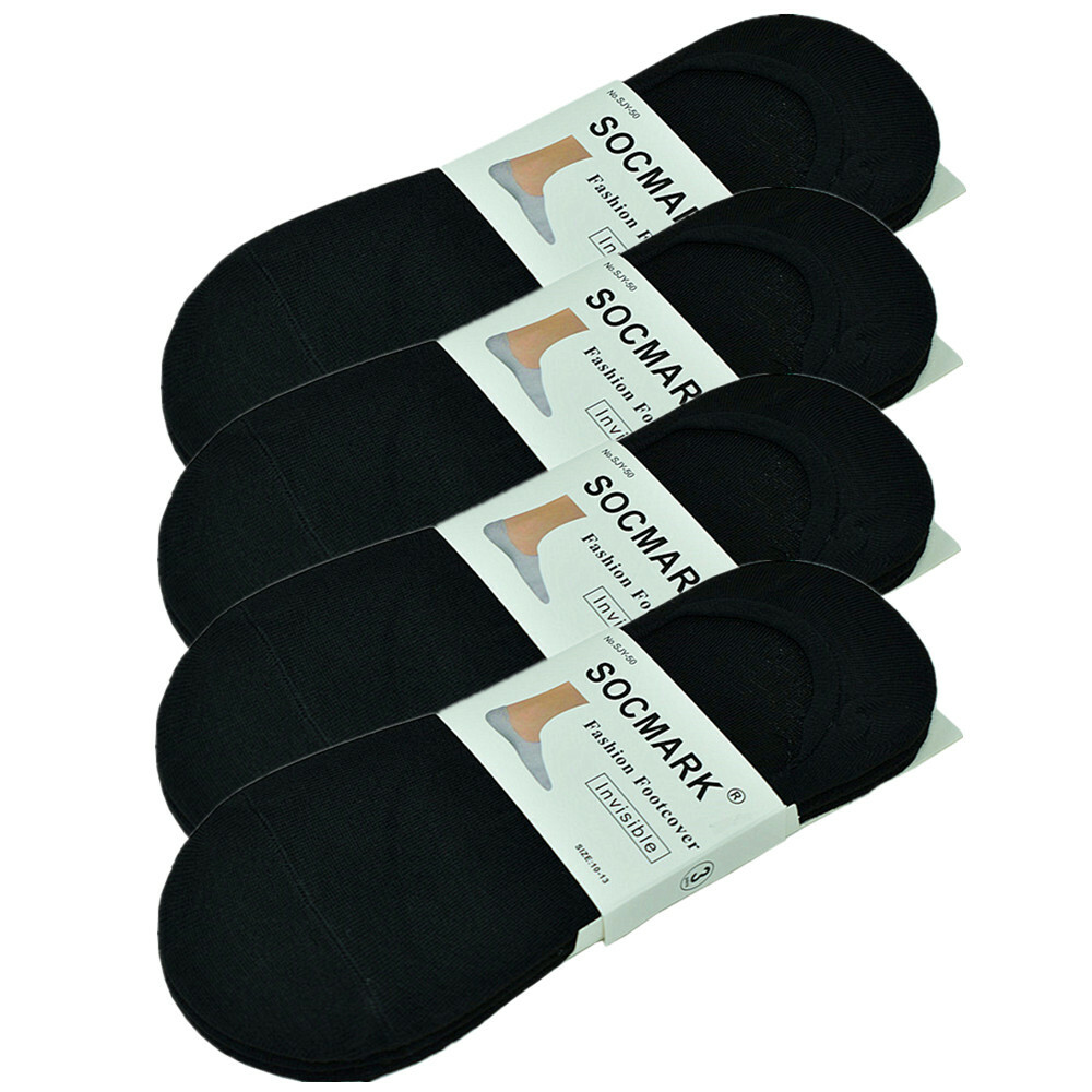 3-12 Pairs Men’s Invisible No Show Nonslip Black Boat Socks Low Cut Size 9-13
