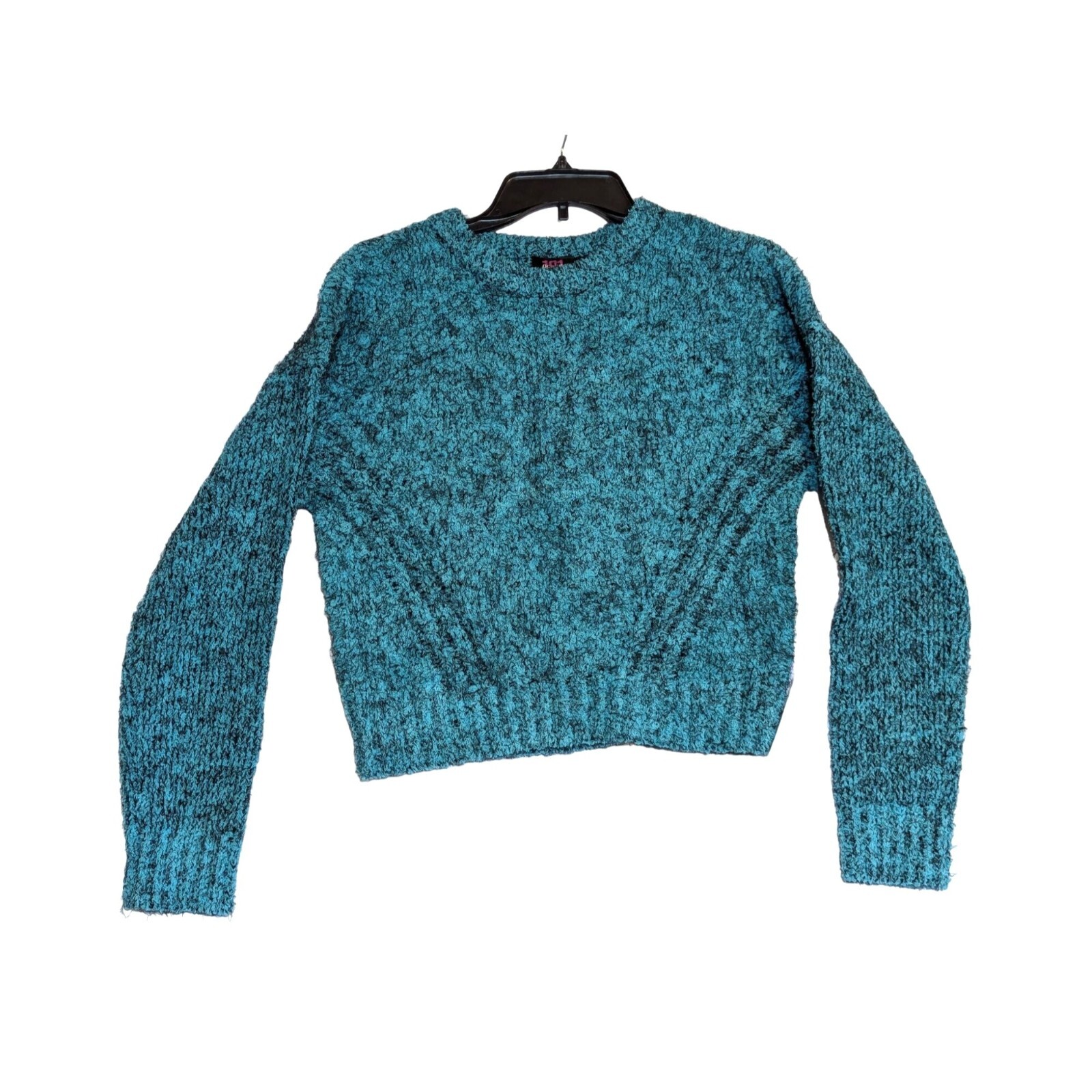 101 Ocean Parkway Blue & Black Fuzzy Sweater M Hand Wash Only Super Soft Cozy &