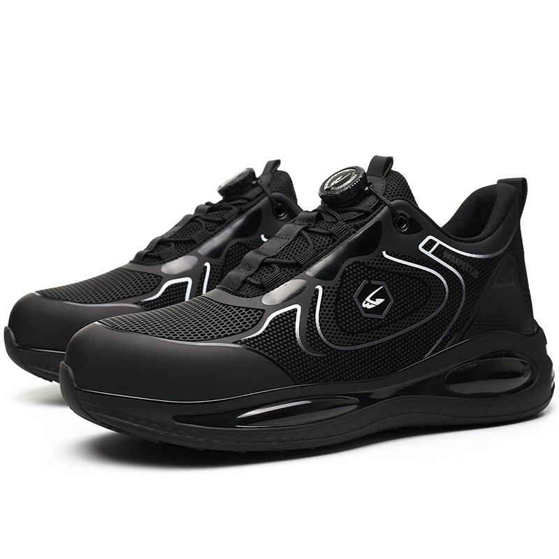 Men Safety Toe Work Shoes Rotating Buckle Breathable Non-Slip Steel Toe Sneakers