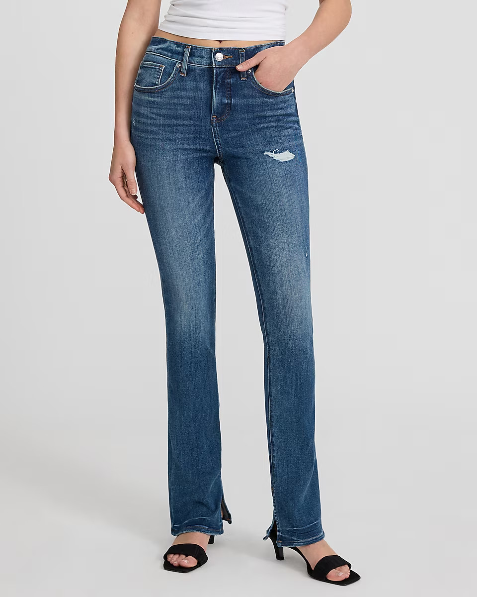 NWT $98 Mid Rise Medium Wash Distressed Skyscraper Jeans 4s