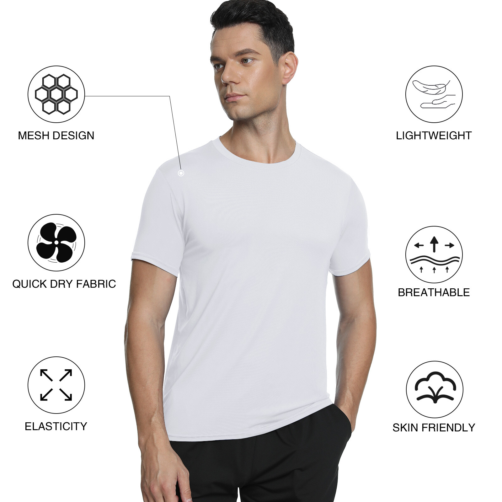 4 Pack Men’s Quick Dry Shirts Workout Gym Tee Fitness Short Sleeve Running Cool