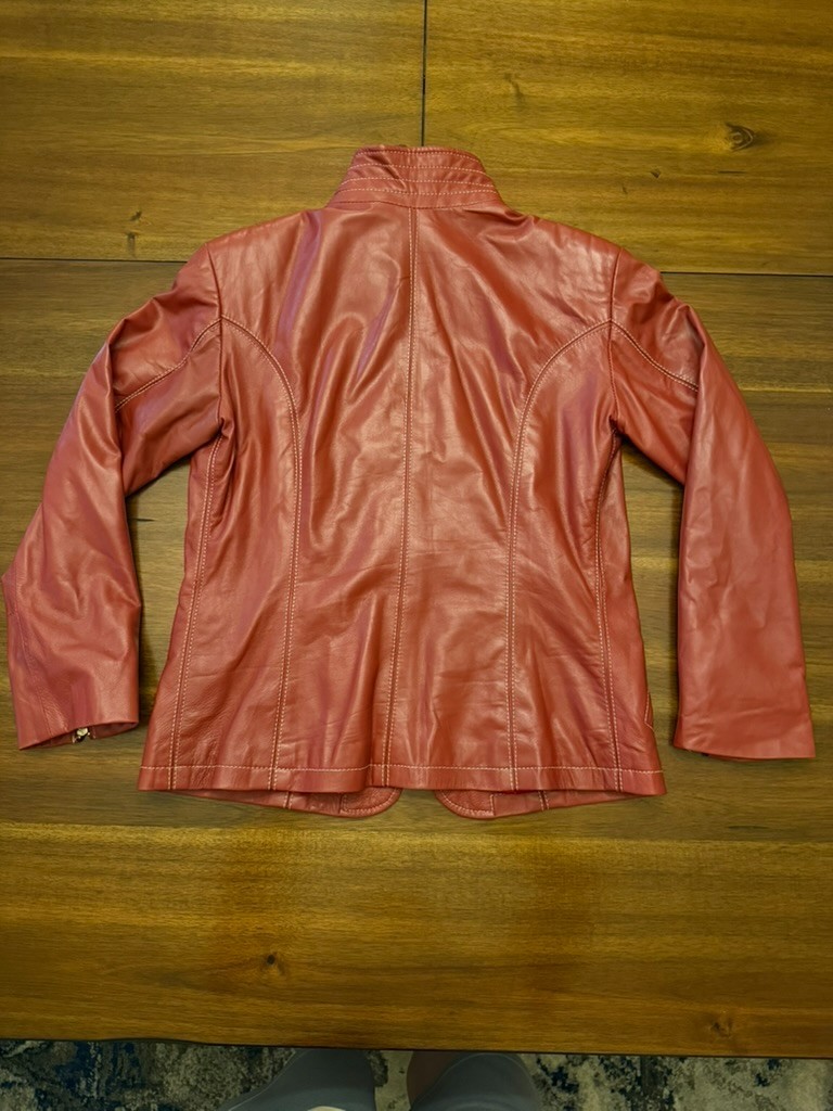 Old Florence Leather Factory Italy Red Leather Jacket Womens EU 46 L
