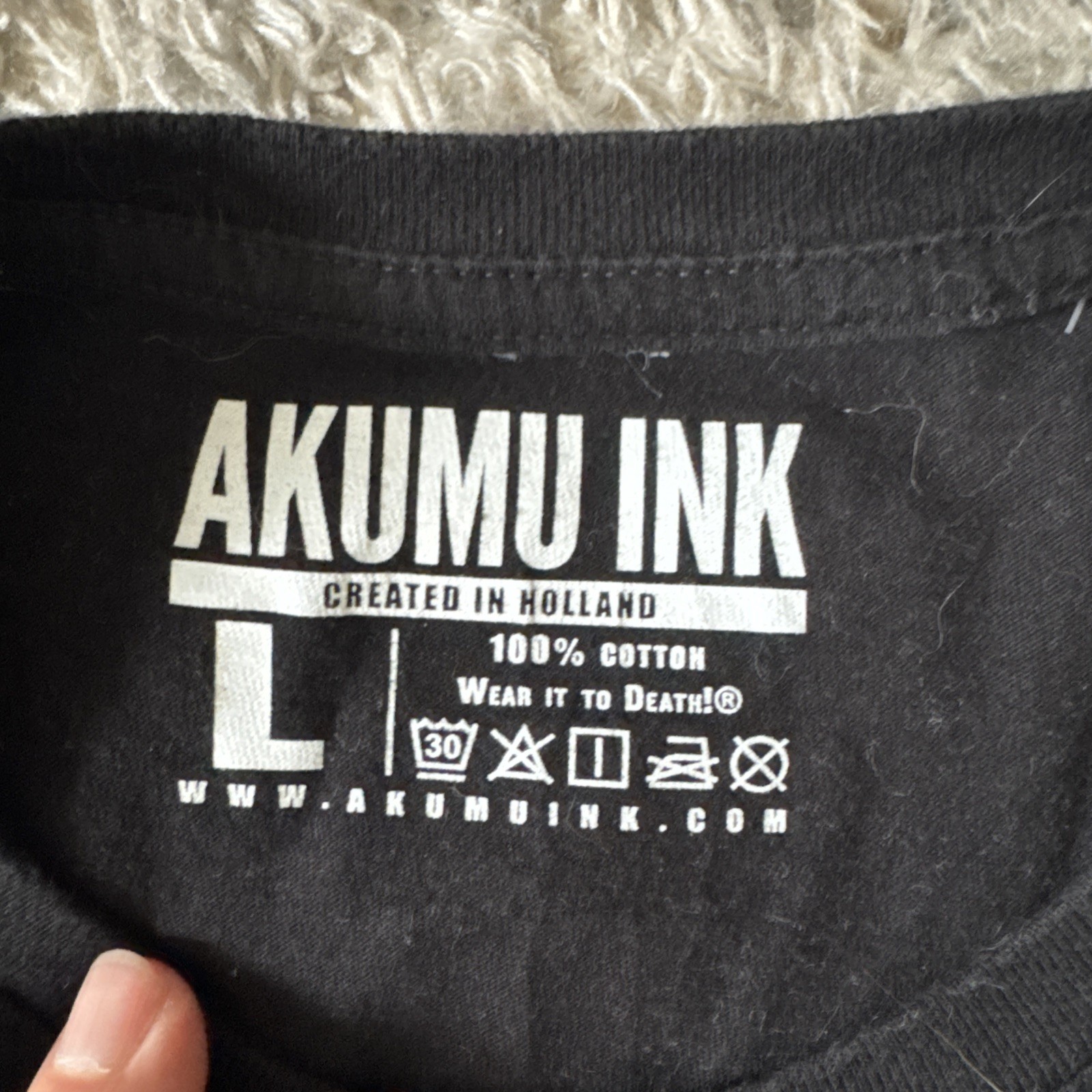 Akumu Ink “Let’s Play” T-Shirt Black Goth Zombie Bunny Scissors