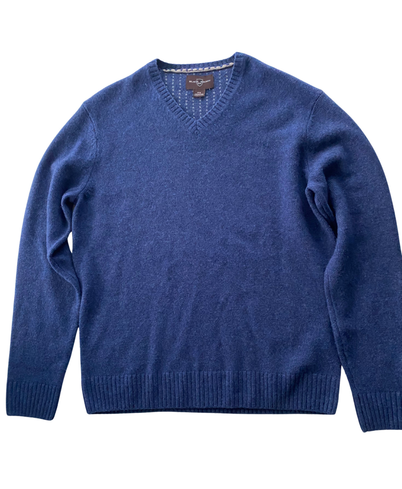 Lambswool, Navy, Black Brown 1826 Men’s V-Neck Sweater Sz M
