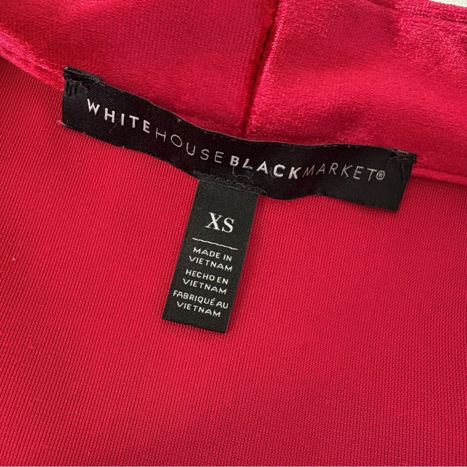 WHBM Velvet Tie Neck Blouse Women XS Red Bow Satin Office Holiday Top EUC