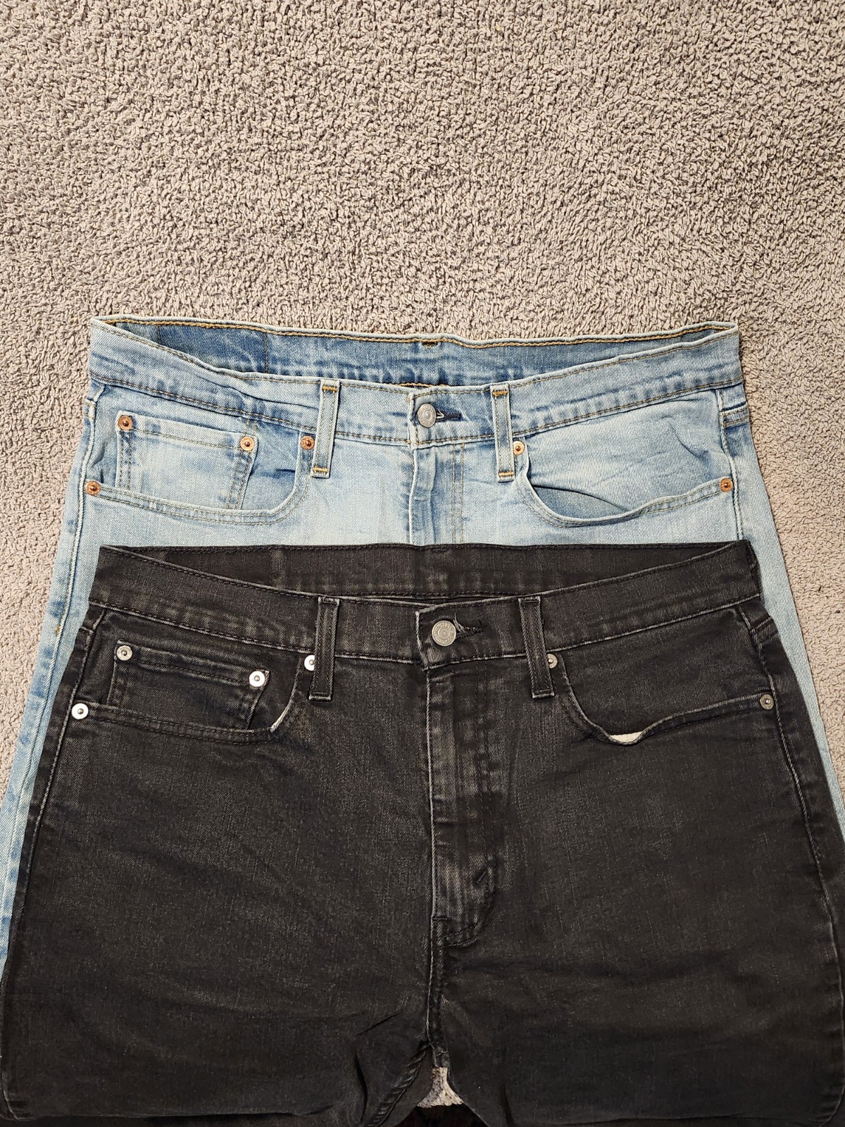 Levi 502 34×29 – Two Pair Lot – Black & Light Blue